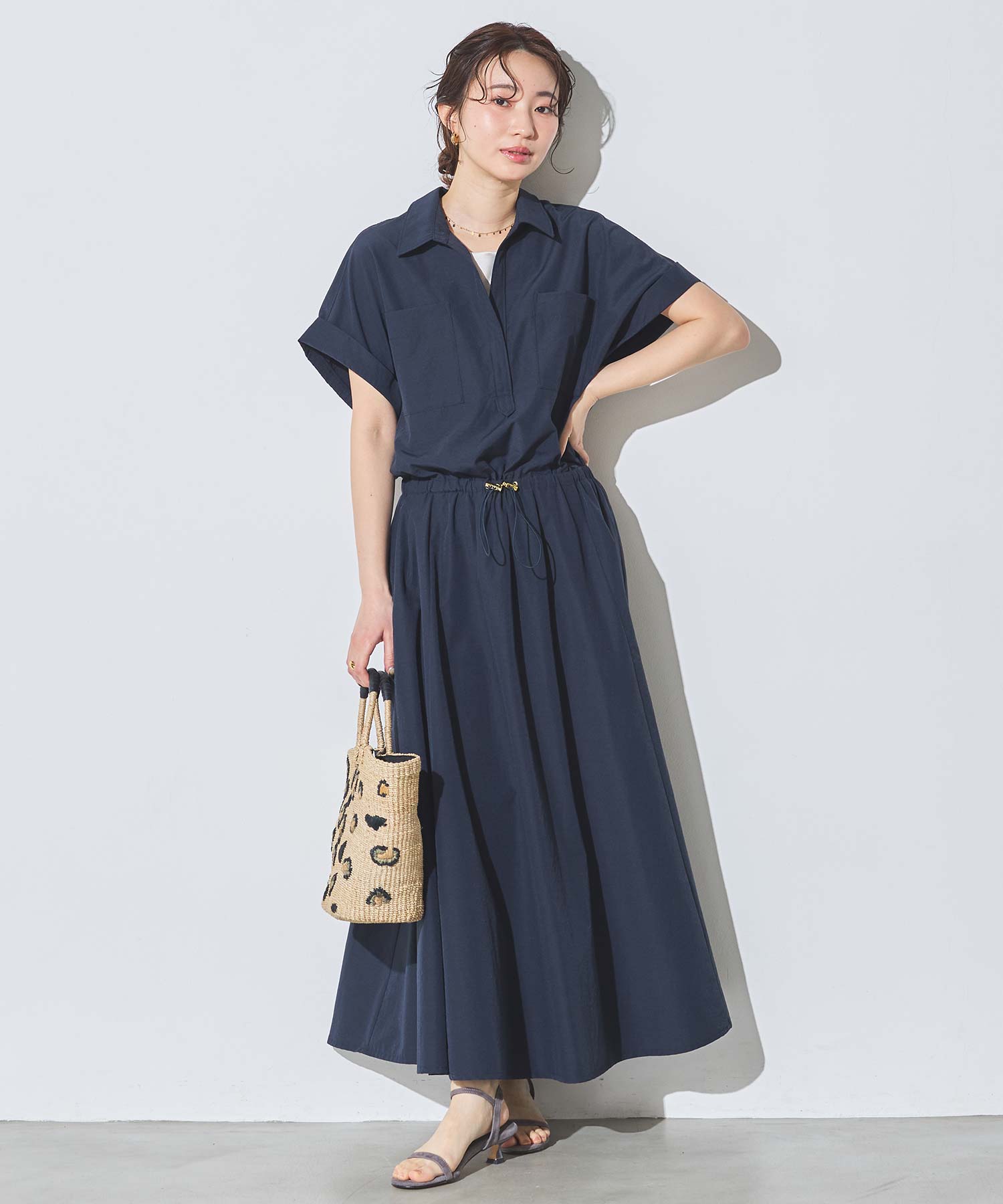 Gready Brilliant コットン混ドロストシャツワンピース