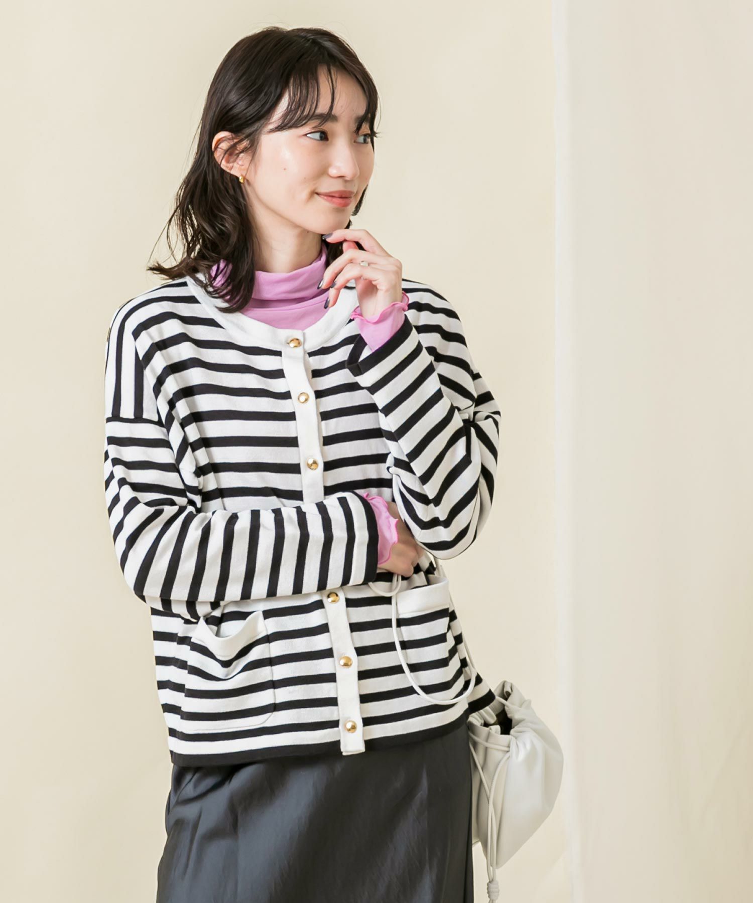 Gready Brilliant【Special price】Co混ドット釦クルーニット