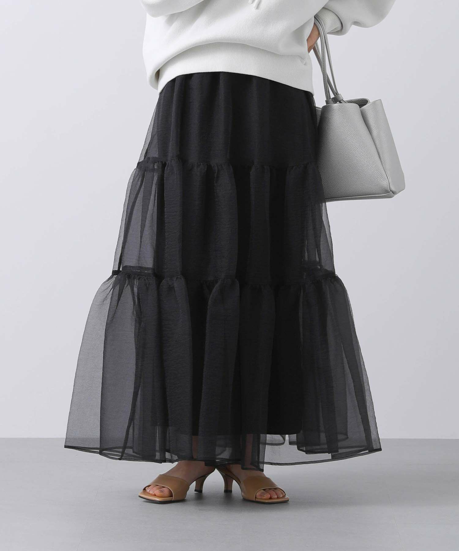 6,720円オーガンティアードスカート　黒　XS