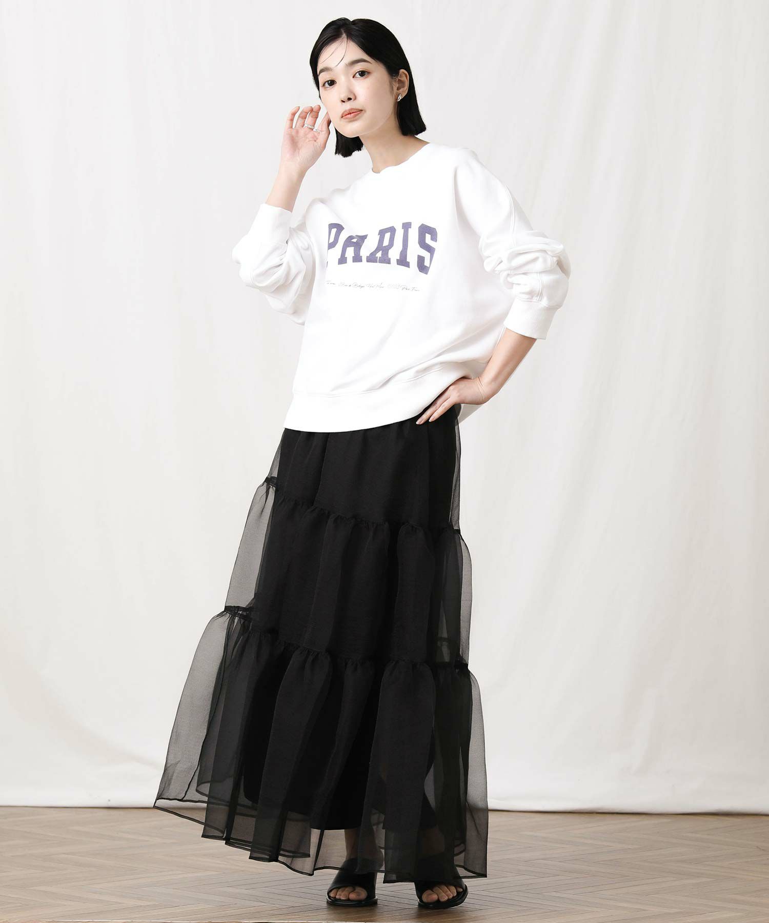 美品オーガンティアードスカート