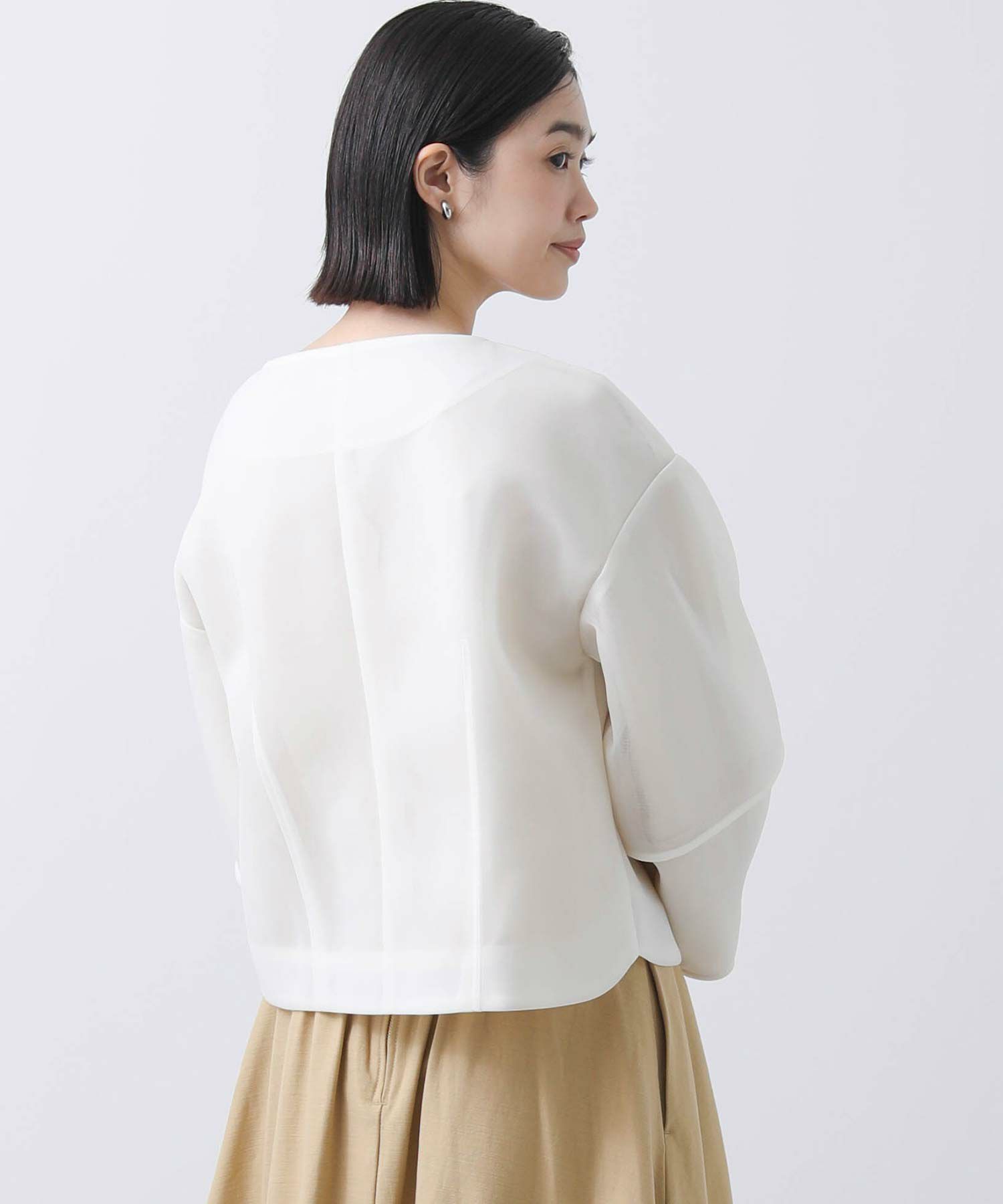 Gready Brilliants.シアー金釦ノーカラージャケット | SEKIMIKI Online