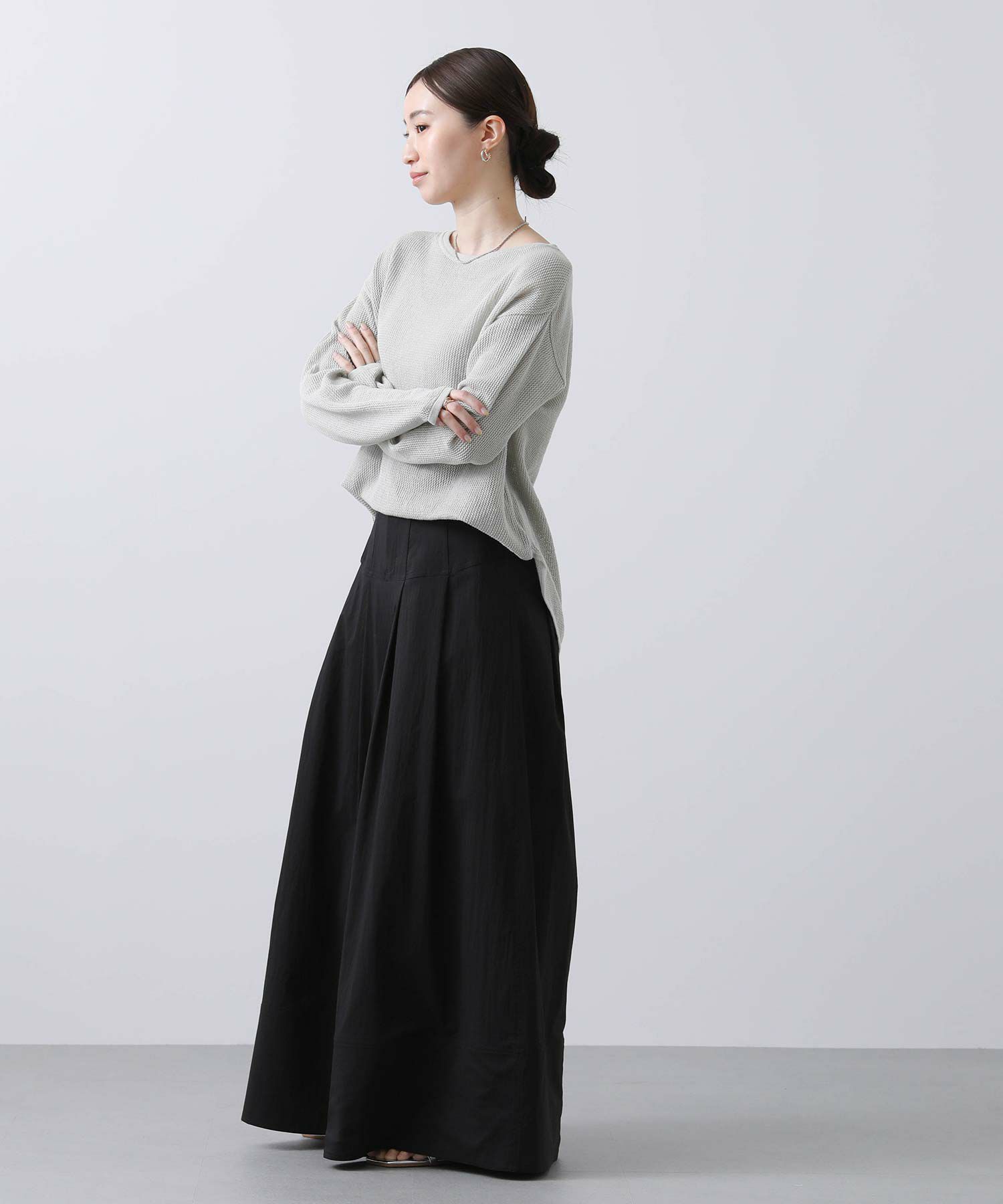 Gready Brilliant【Special price】Cメッシュ裾ラウンドニット