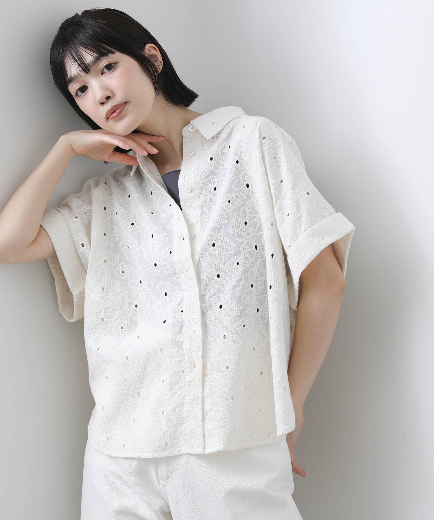 ミルフィーユレースブラウス　生成り ミルフィーユレースブラウス 生成り