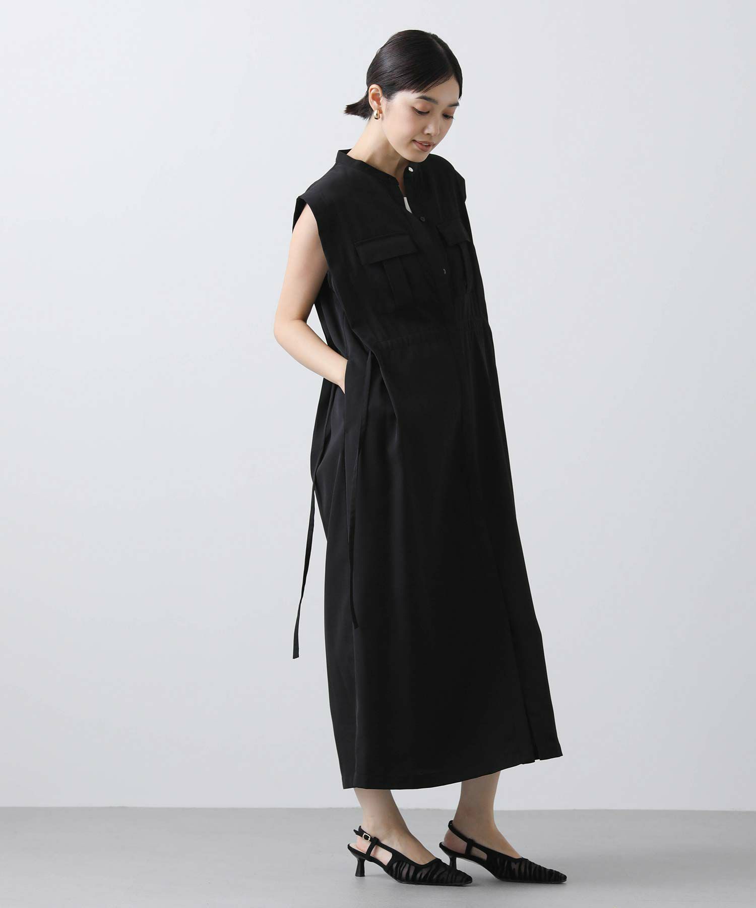 ワンピース ドライタッチサテンソリッドワンピース(マキシ・ロングワンピース