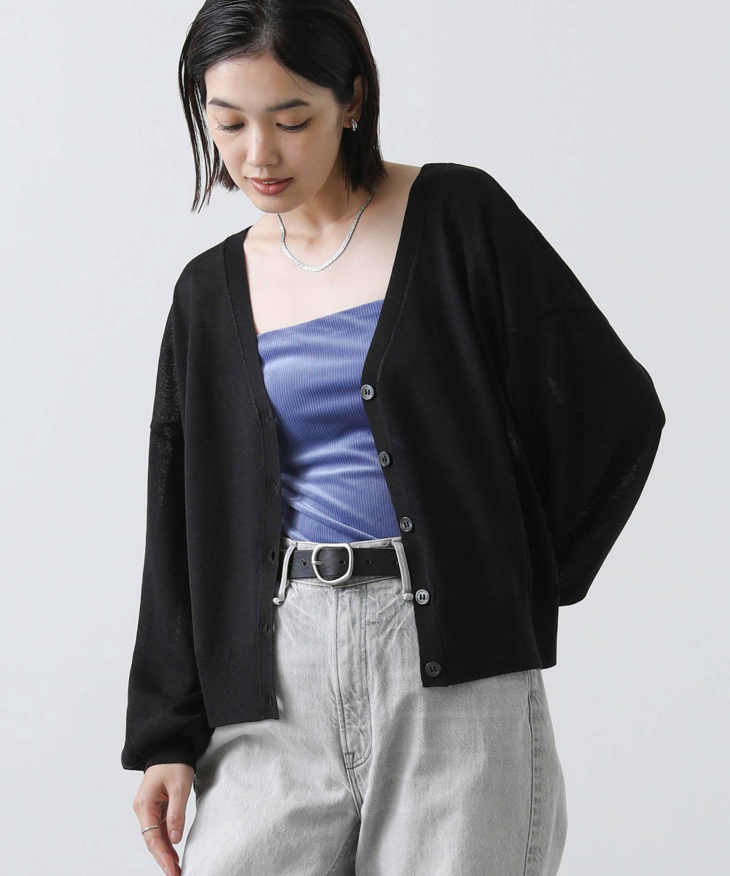 Gready Brilliantシアー2WAY Vネックカーディガン Gready Brilliantシアー2WAY Vネックカーディガン