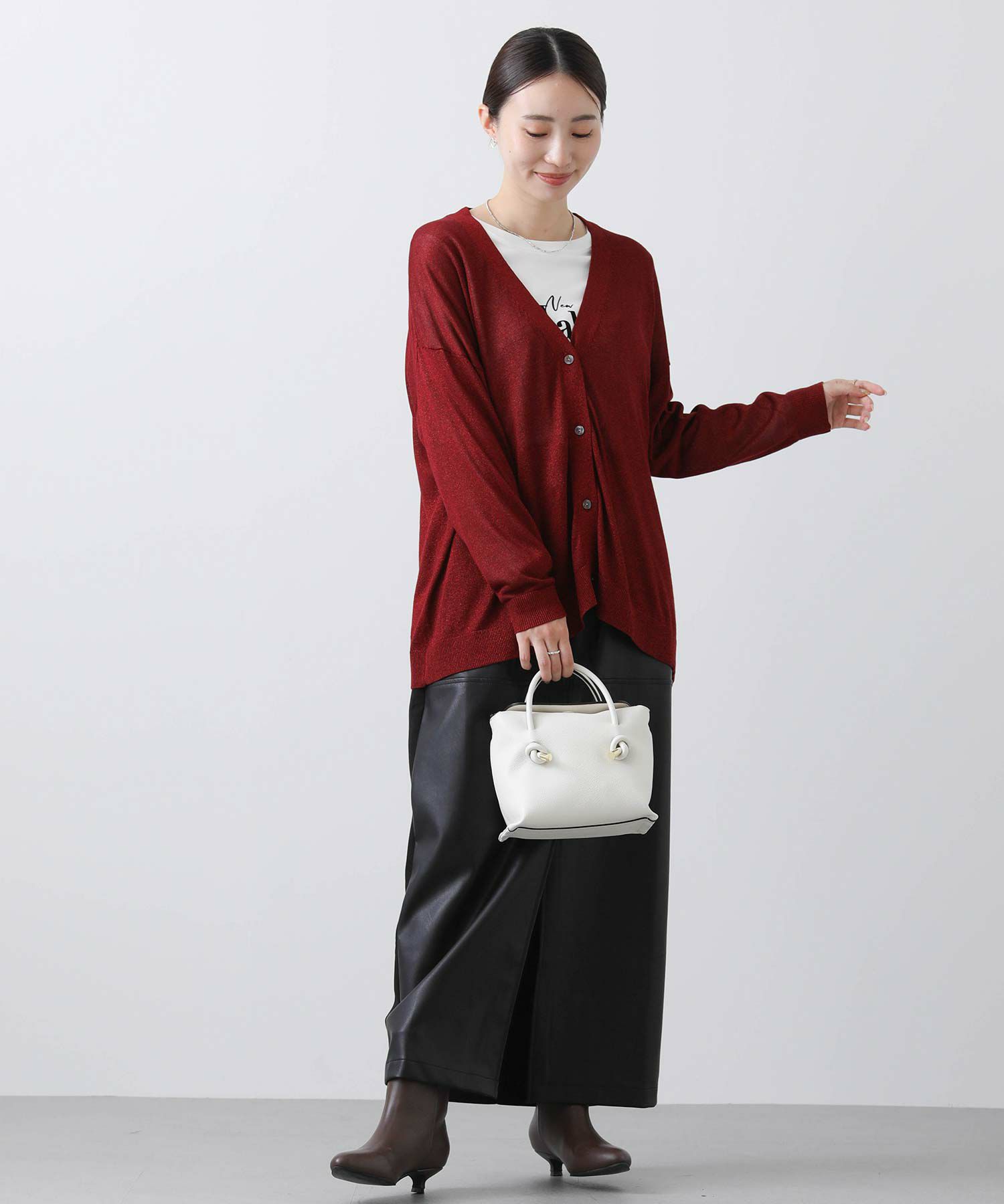 美品Dries Van Noten 五分丈麻混 ラメニット カーディガン S セール】【WEB限定】〈手洗い可能〉ラメ リブ 5分袖 ニット ポロ