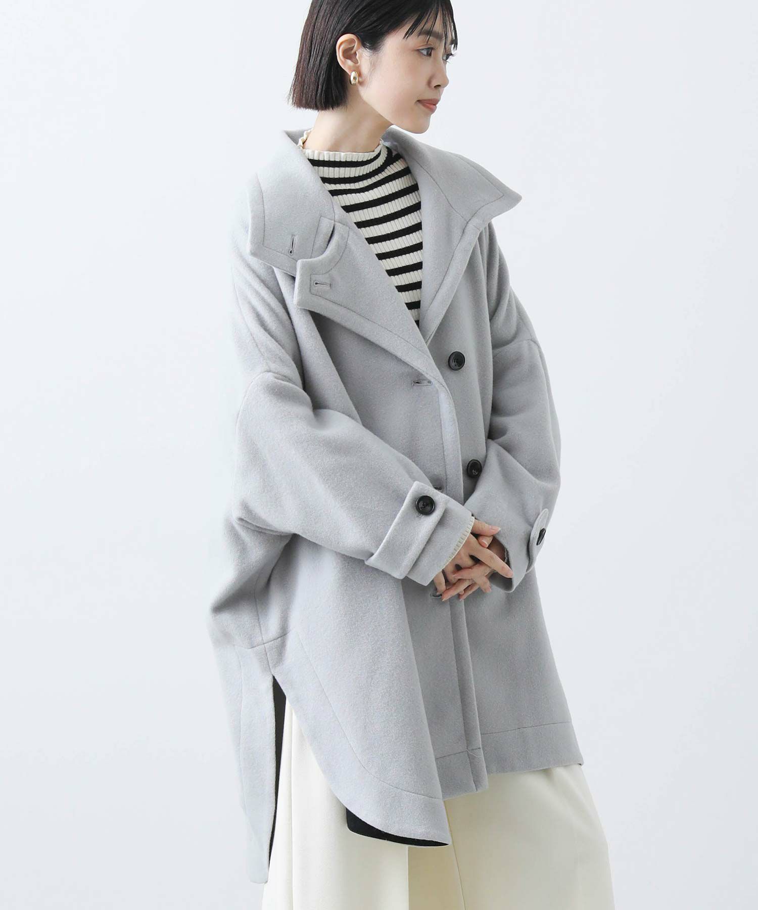 数回着用のみ極美品♡洗えるストレッチフレアコート 40 SHIPS any トレンチコート コート any: 「洗濯機可能」フレア ミディ