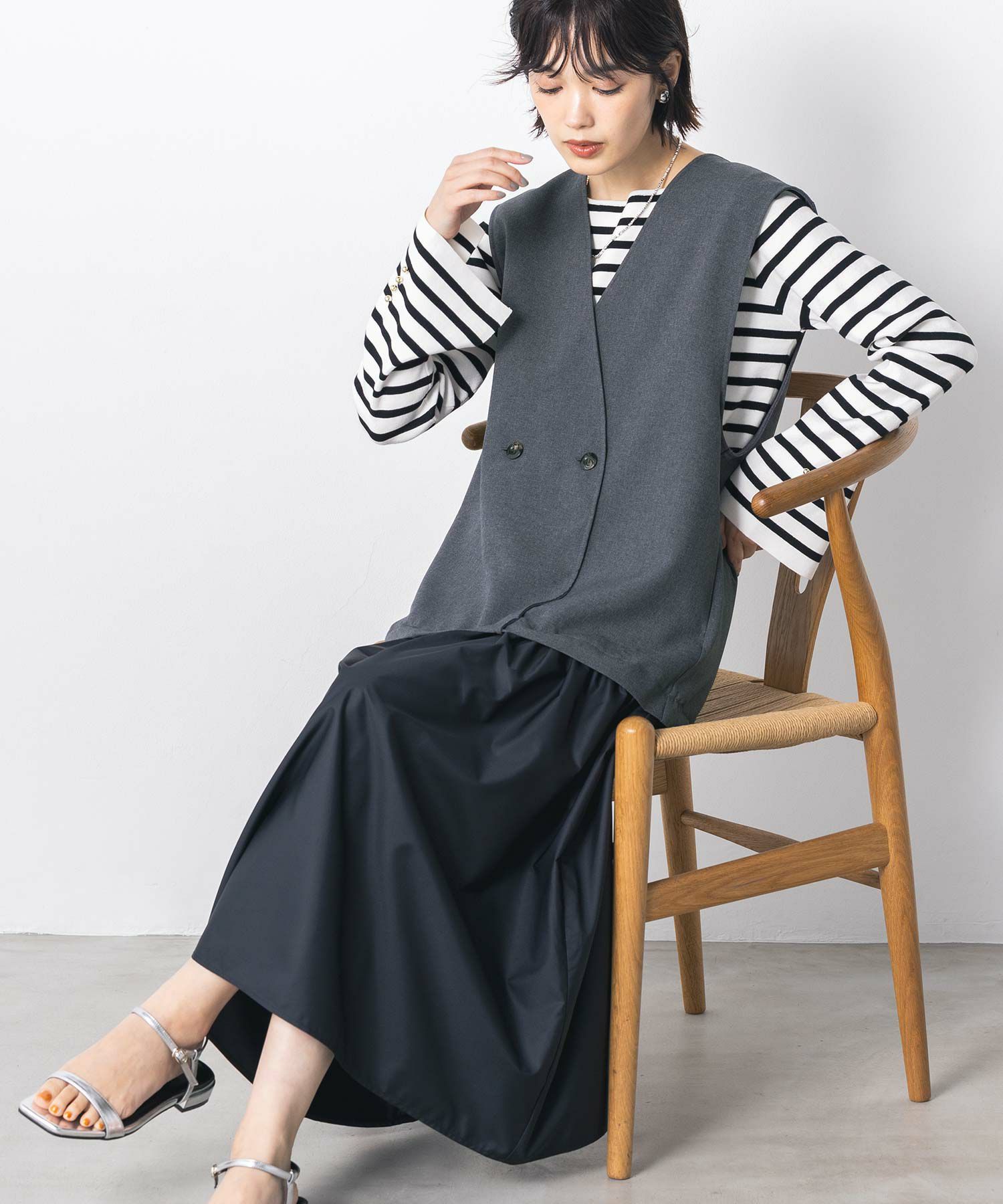 コサージュ付き、ジレ、ジャンバースカートOK ROPE' PICNIC（ロペ ピクニック） ジャンパースカート ジレジャンパー