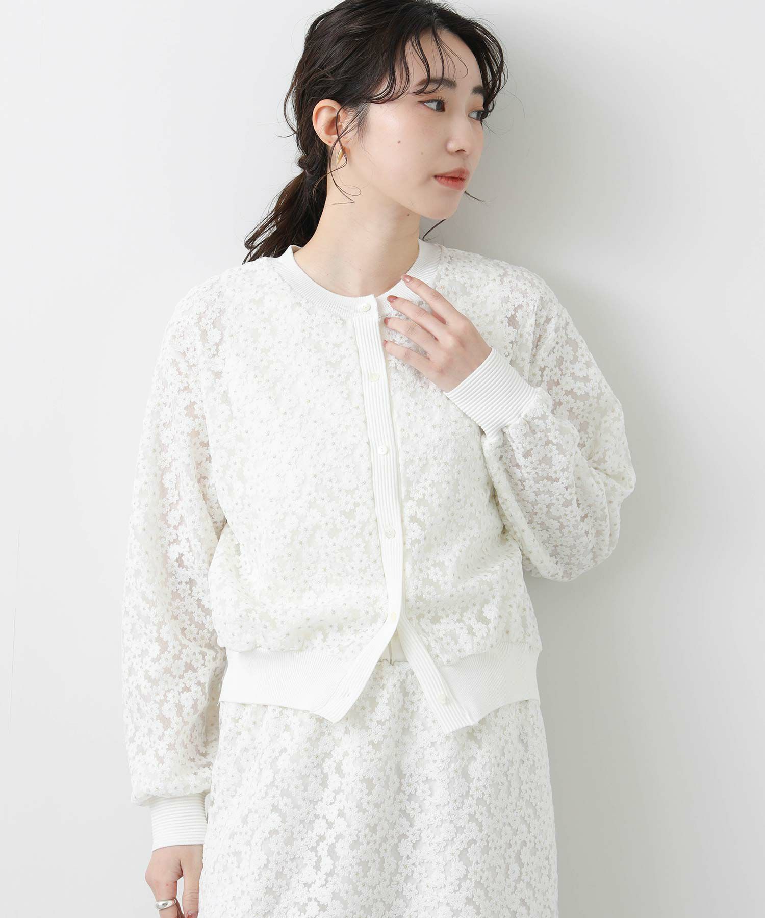 花柄 カーディガン レディース 長袖 刺繍 トップス 春夏 秋