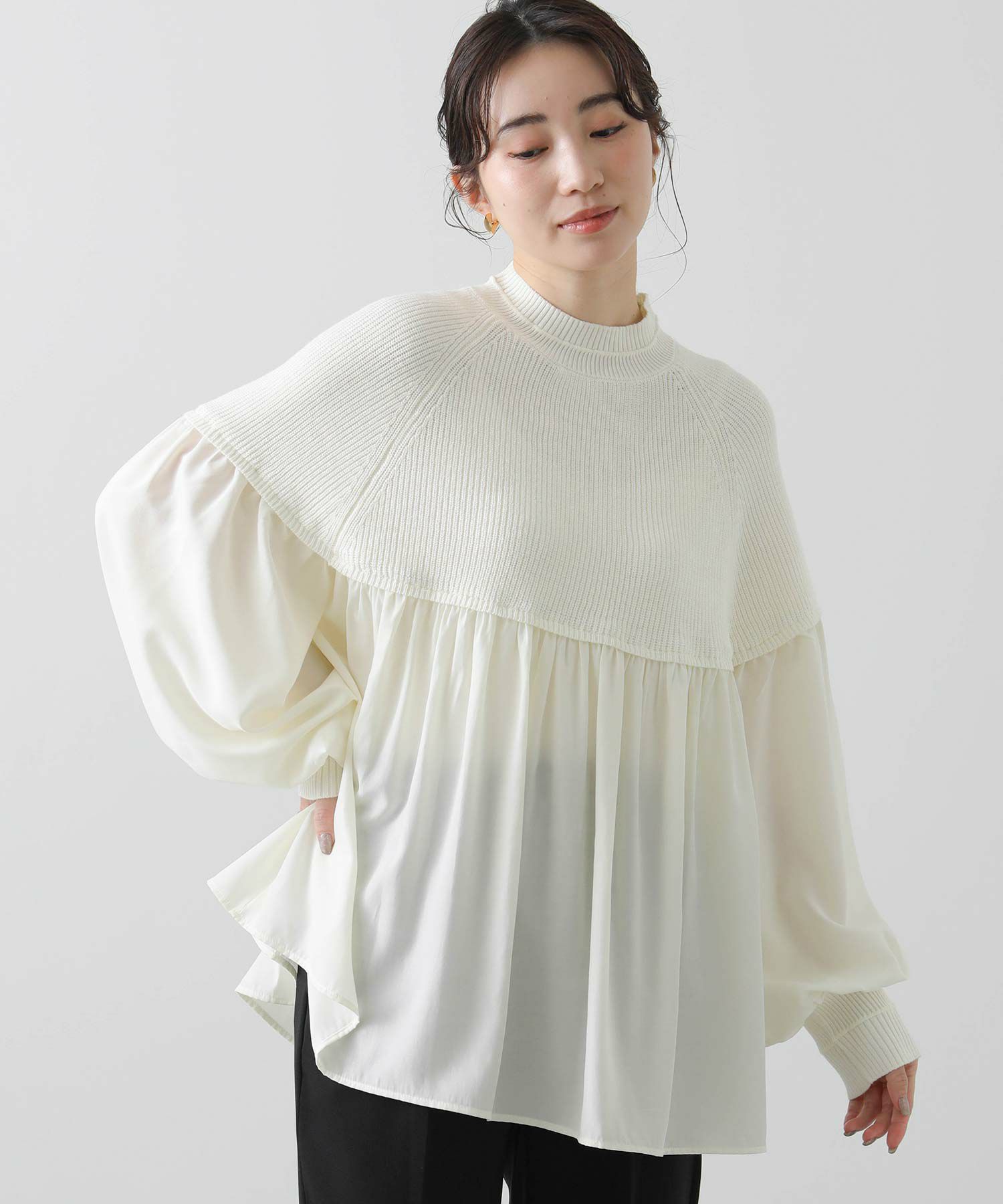 Gready Brilliants.ラウンドニット切替チュニック | SEKIMIKI Online