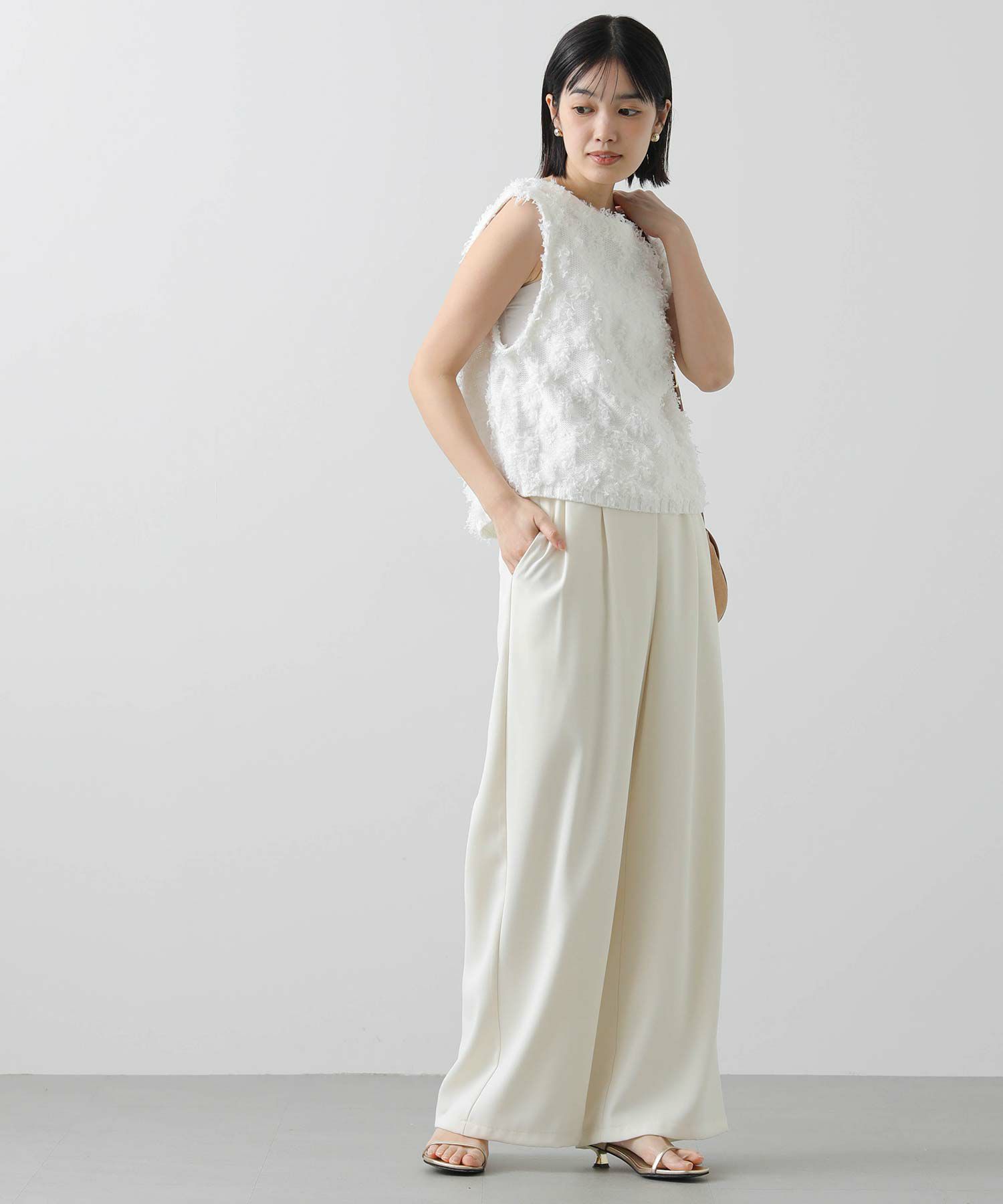 お*※様 新品Gready Brilliant リボンフリンジベスト　アイボリー Gready Brilliant｜フリンジVベスト | Rakuten Fashion(楽天
