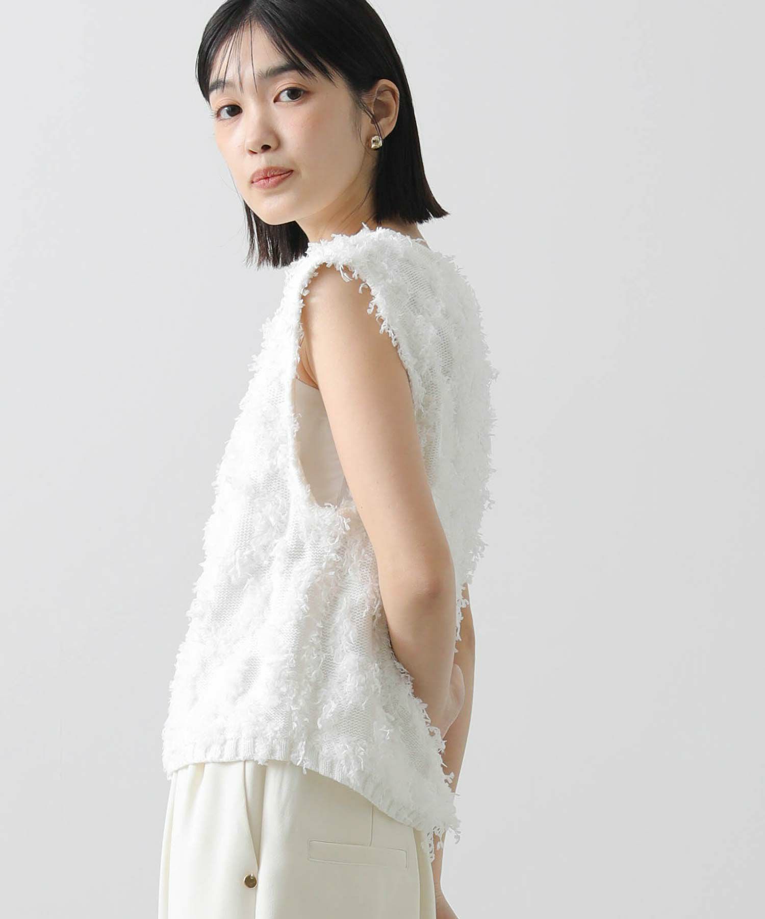 お*※様 新品Gready Brilliant リボンフリンジベスト　アイボリー Gready Brilliant｜フリンジVベスト | Rakuten Fashion(楽天