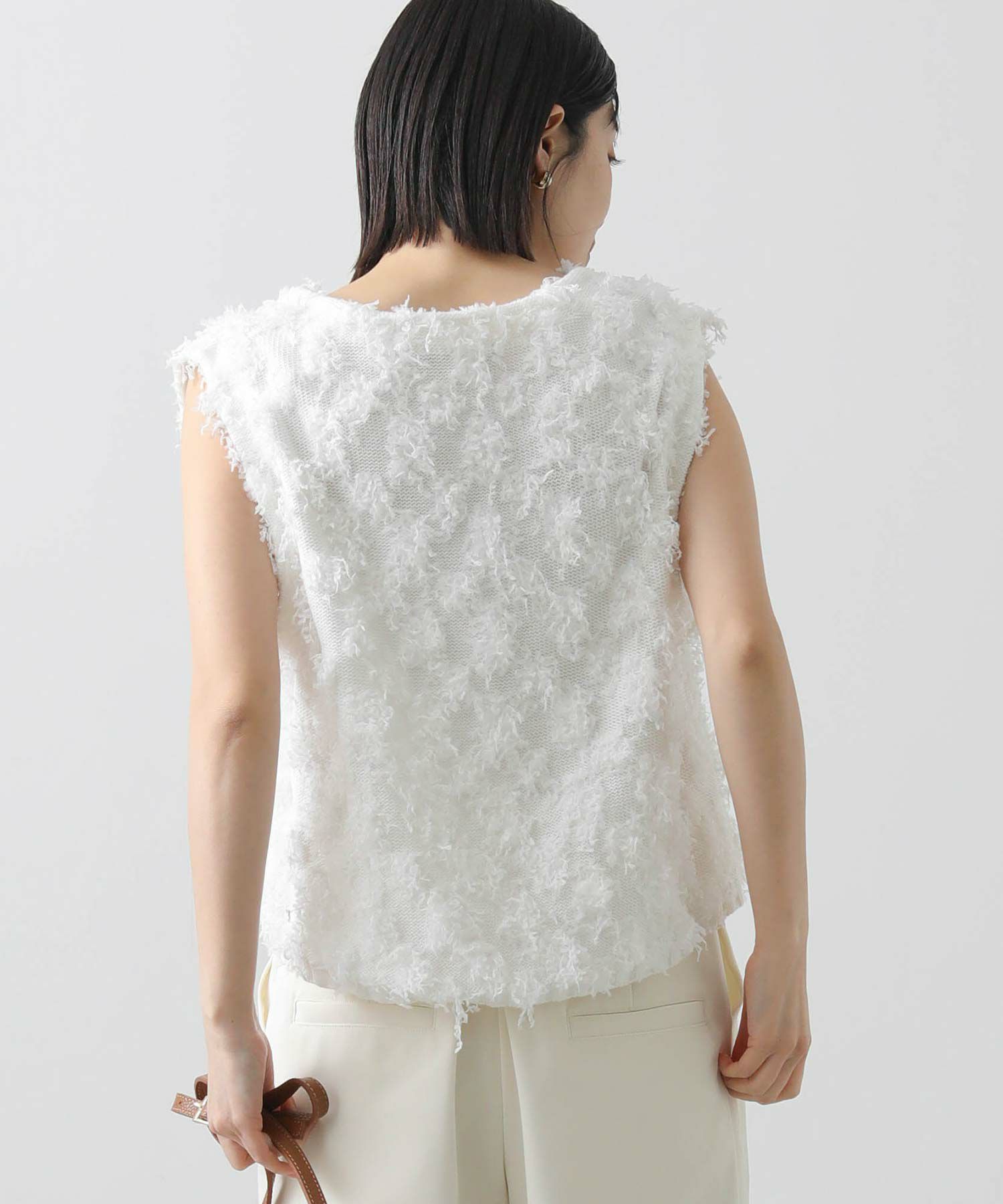 お*※様 新品Gready Brilliant リボンフリンジベスト　アイボリー Gready Brilliant｜綿スラブ2WAYベスト | Rakuten Fashion