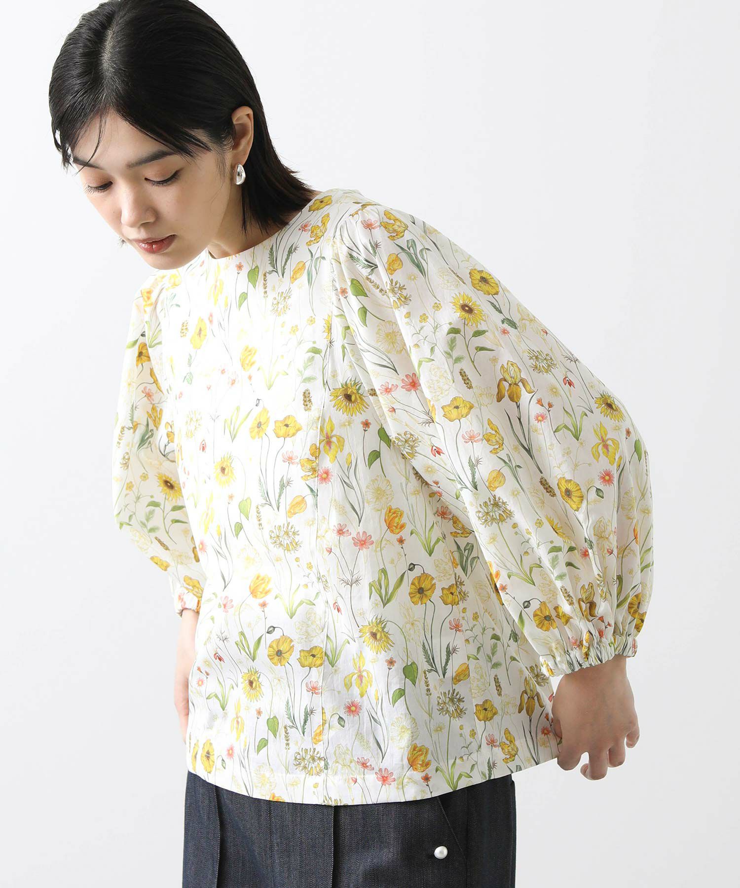 Gready BrilliantLIBERTY花パフスリーブ7分袖ブラウス