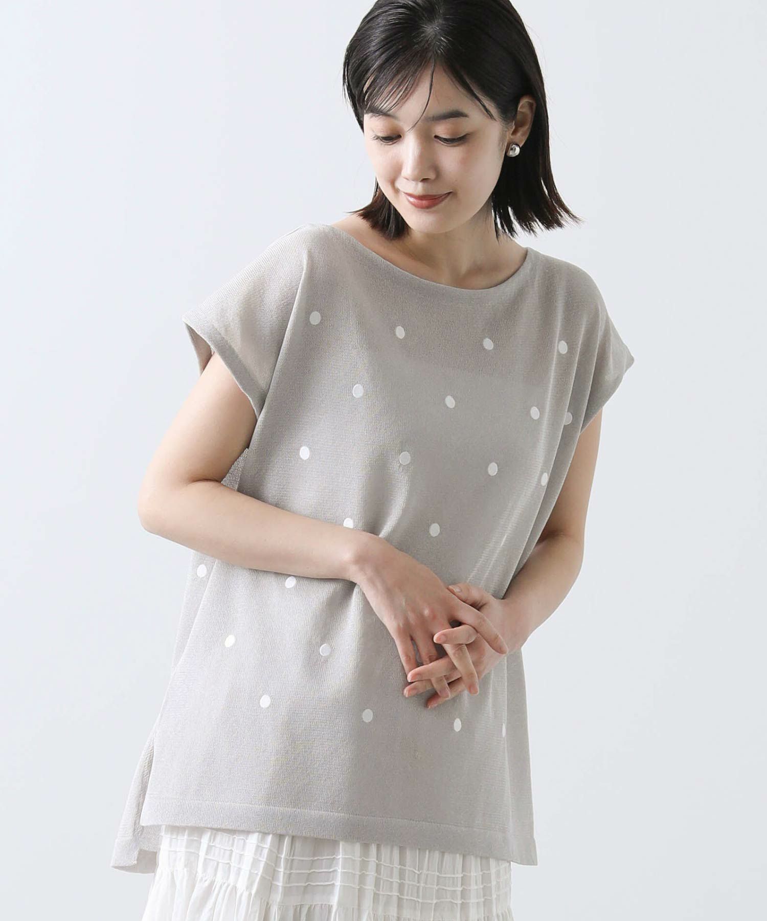 Gready Brilliant ネック刺繍 ボトルネックニット Gready Brilliant透かしメッシュボーダーボートネックニット