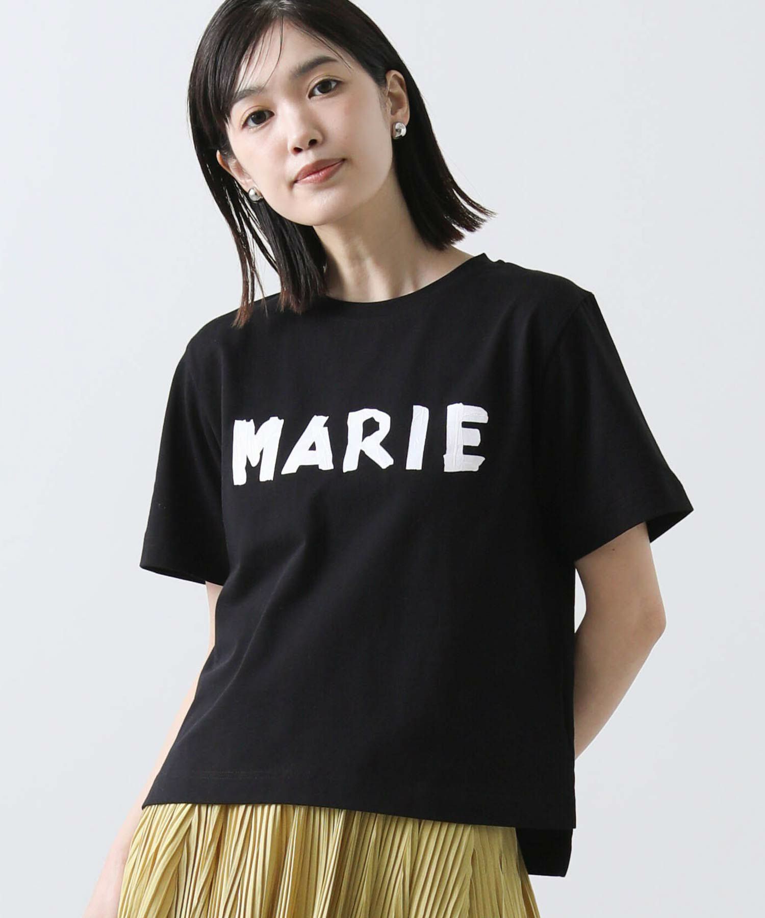 MARIA BELLENTANI 売れ筋商品|||マリア ベレンターニ Tシャツ トップス レディース Tops Black Gready BrilliantMARIEペイントTシャツ | SEKIMIKI Online