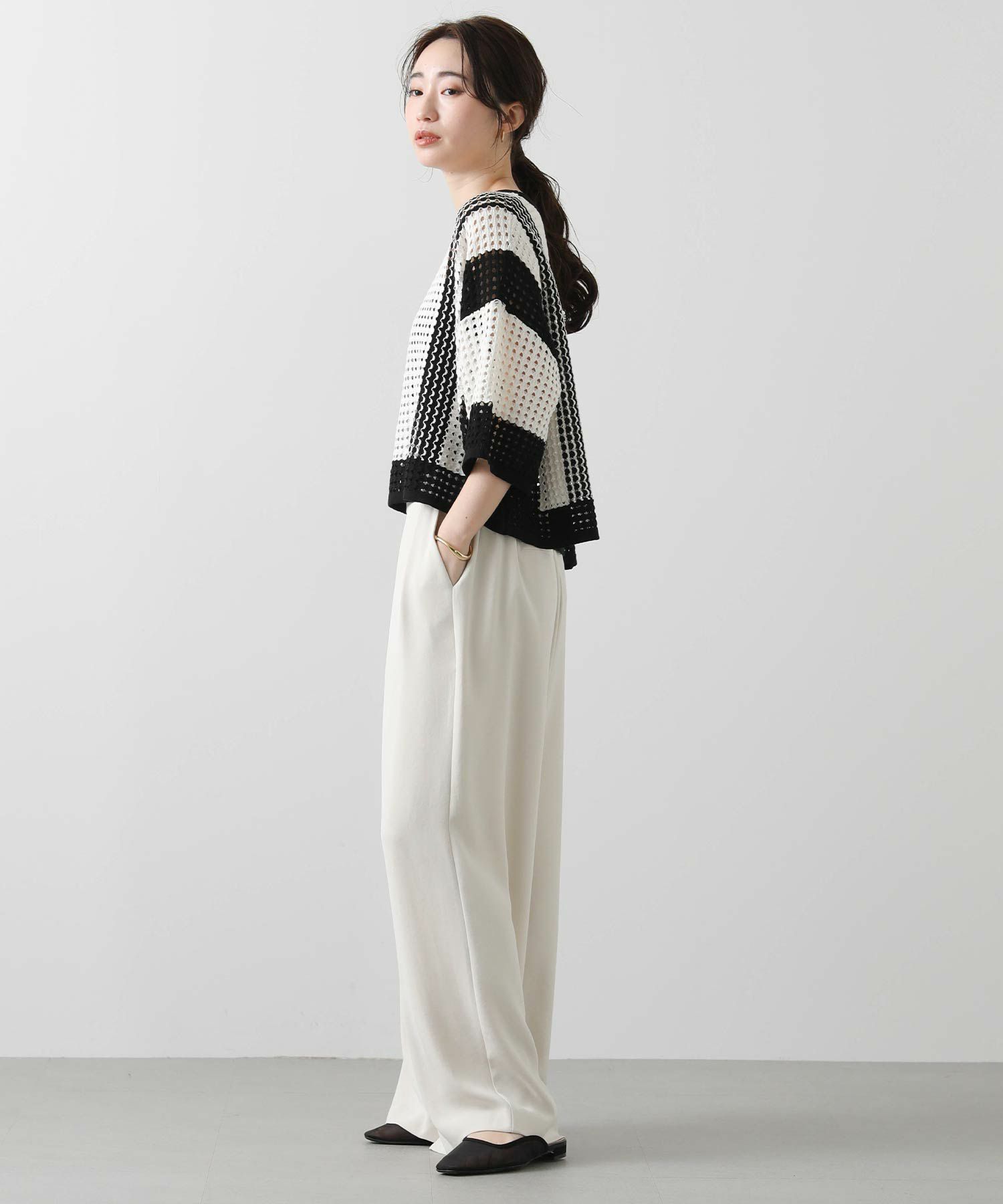 セレクトショップ　ノーブランド　バイカラーニット Gready Brilliantクロッシェ編バイカラーニット | SEKIMIKI Online