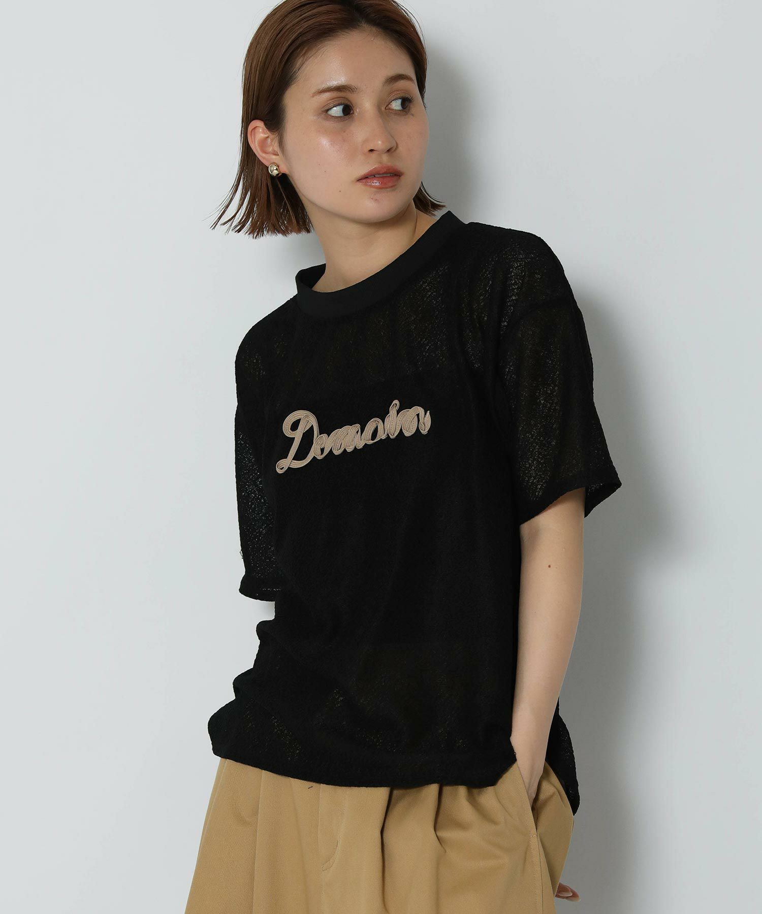 Re Fiina【Special price】カラミロゴコード刺繍プルオーバー