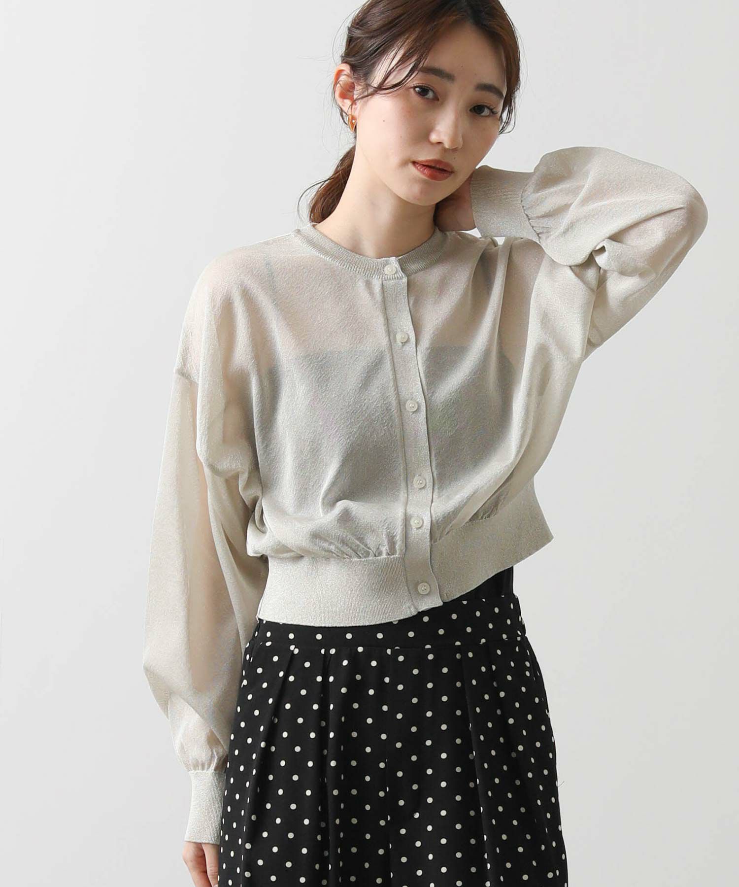 【はるゆう】Gready Brilliant クルーネックカーディガン Gready Brilliantラメシアークルーネックカーディガン