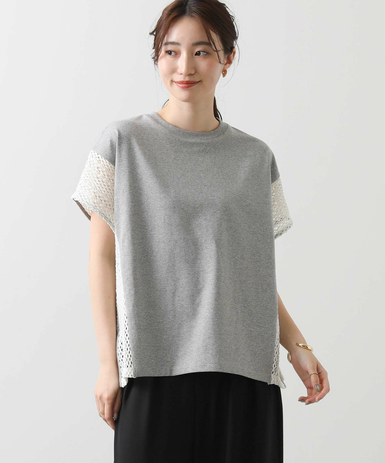 ファッションなデザイン Gready BrilliantSラッセルレース切替フレンチスリーブ トップス