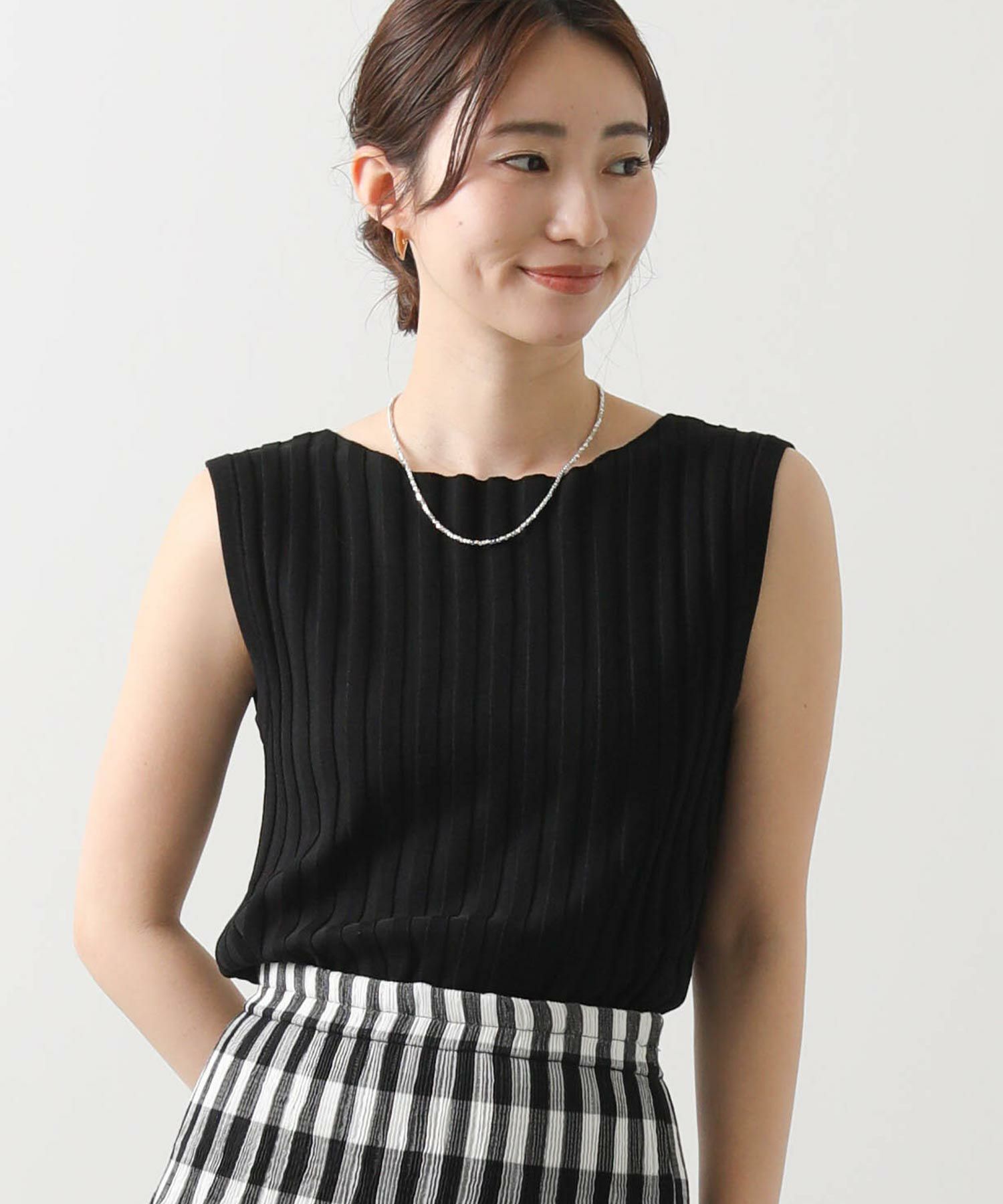 新品　BRAHMIN ブラーミン　ノースリーブニット　25SS Gready BrilliantREワイドリブボートネックノースリーブニット