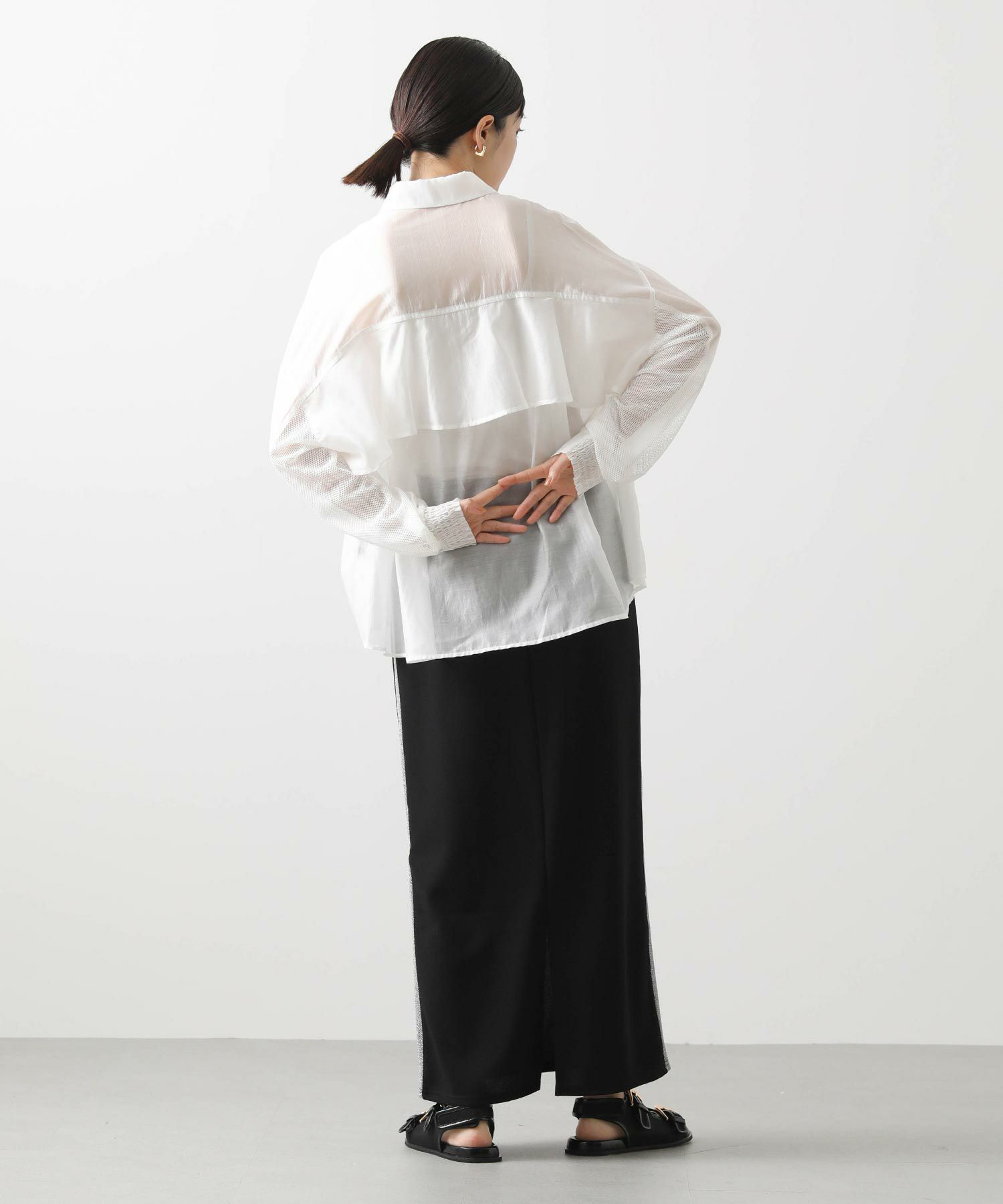 Gready Brilliant シアーバックフリルシャツ Gready Brilliantシアーバックフリルシャツ | SEKIMIKI Online