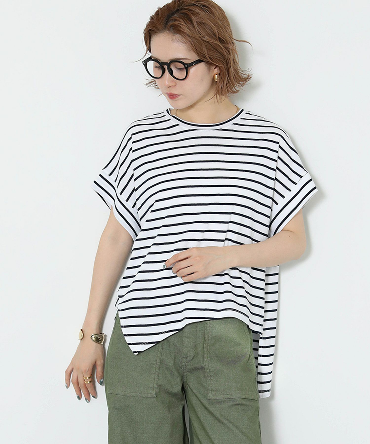 専用2025夏新品　グレディブリリアン　Re Fiina ボーダーアシメTシャツ 専用2025夏新品 グレディブリリアン Re Fiina ボーダーアシメT