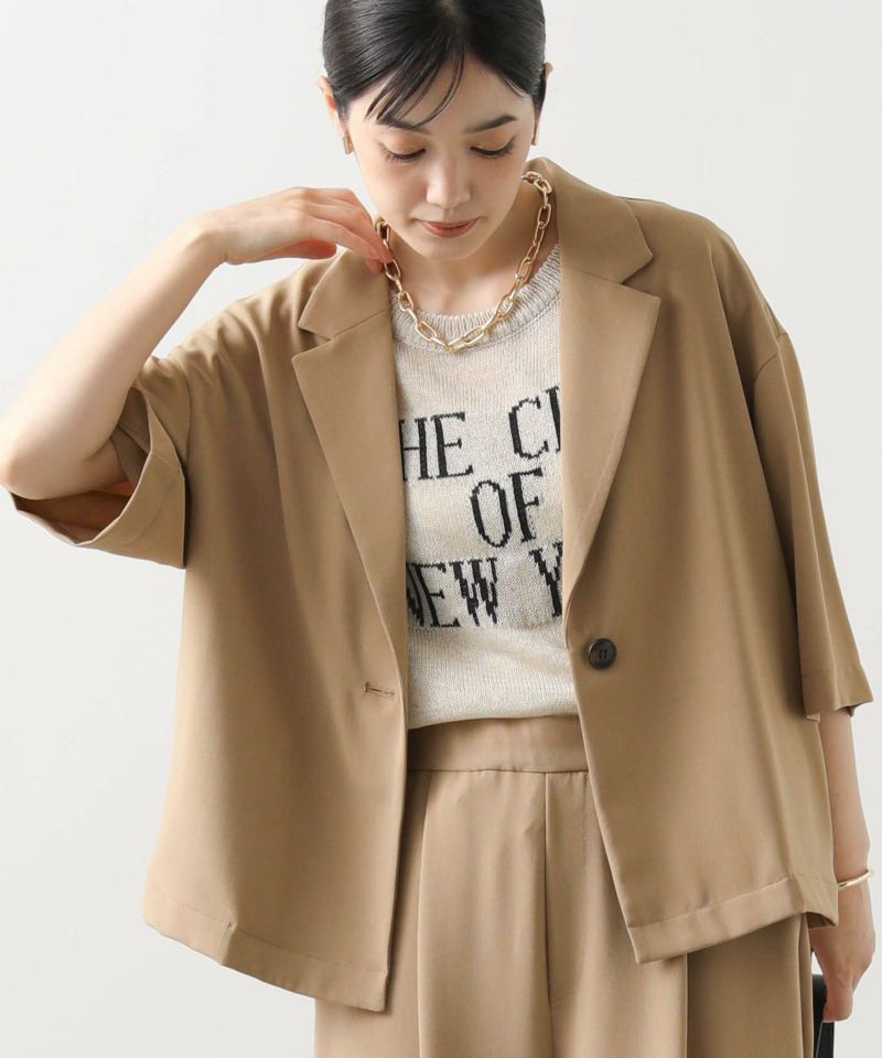 Gready Brilliant Ｌｉギャザークルーネックジャケット黒 セール】クルーネックZIPフレンチジャケット（その他アウター