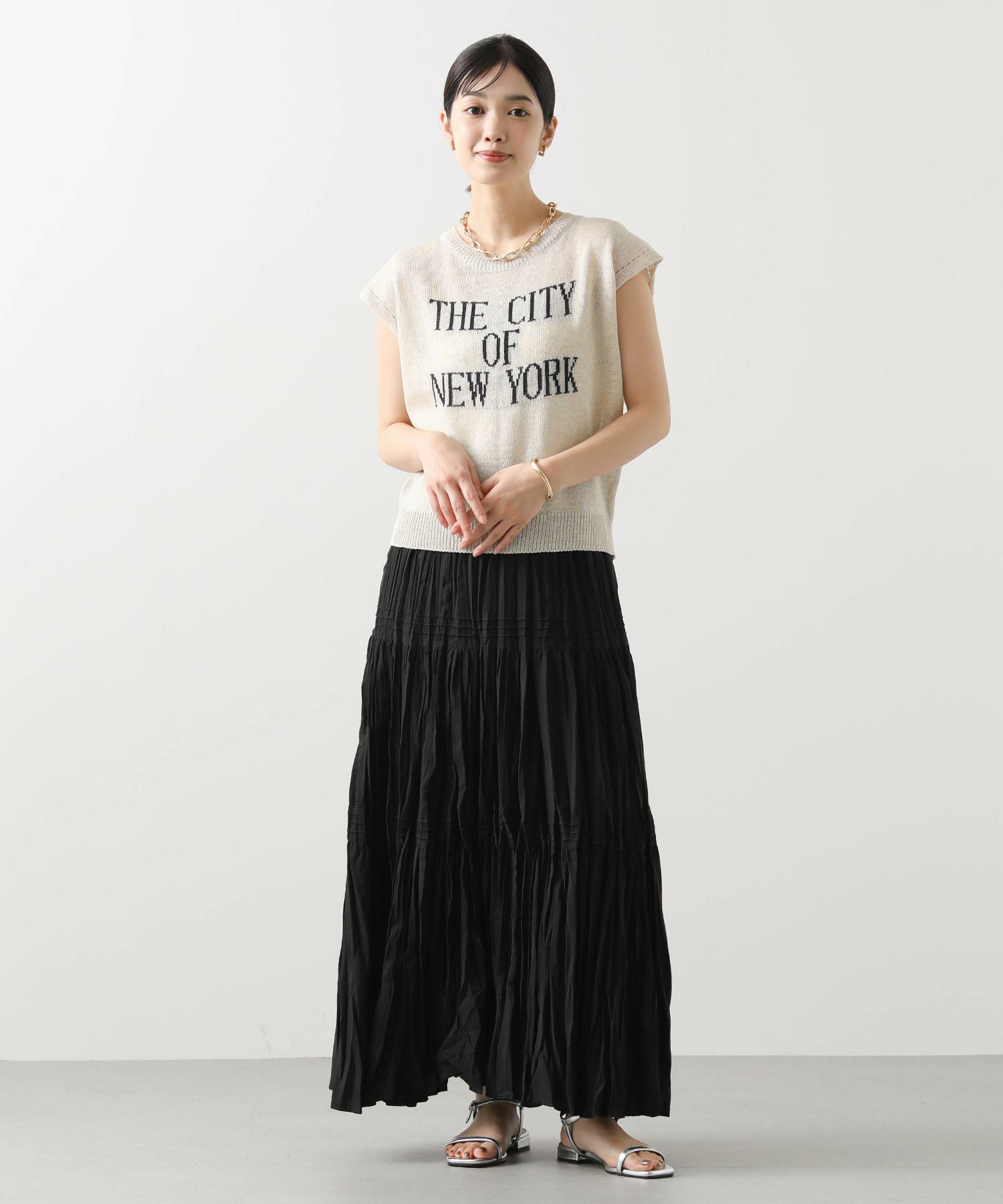 Gready BrilliantNEWYORKロゴフレンチスリーブニット
