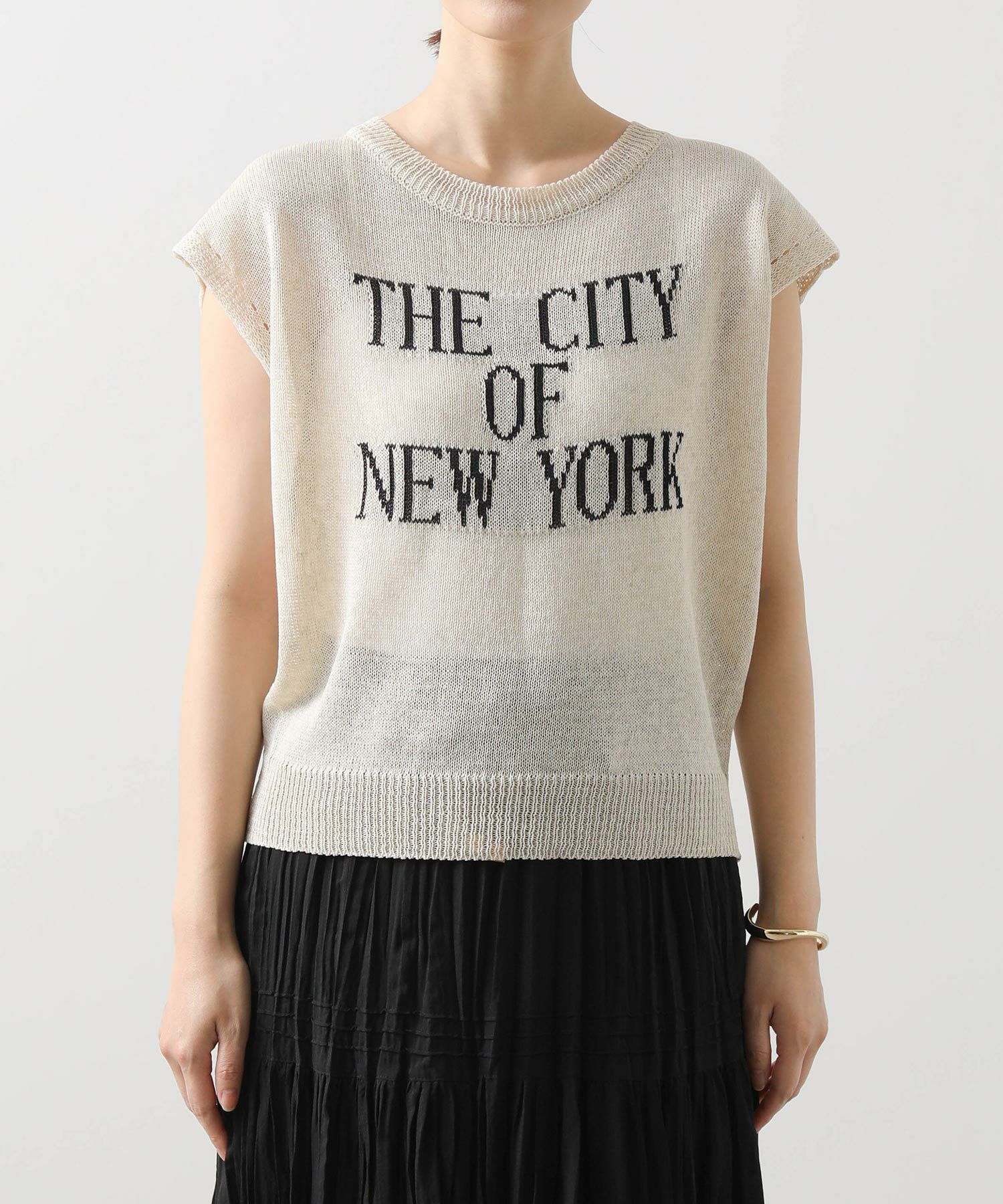 Gready BrilliantNEWYORKロゴフレンチスリーブニット