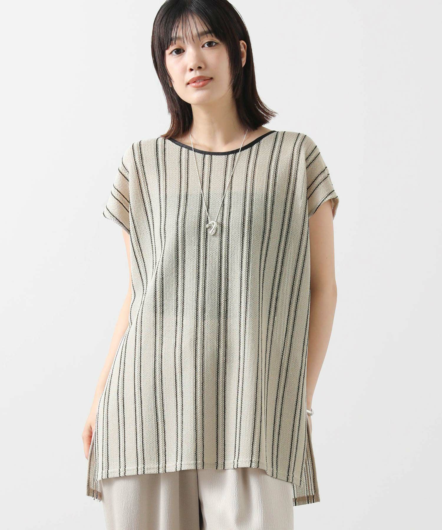 極美品 ドゥロワー シルク コットン シアーストライプブラウス フレンチスリーブ 極美品 ドゥロワー シルク コットン シアーストライプブラウス