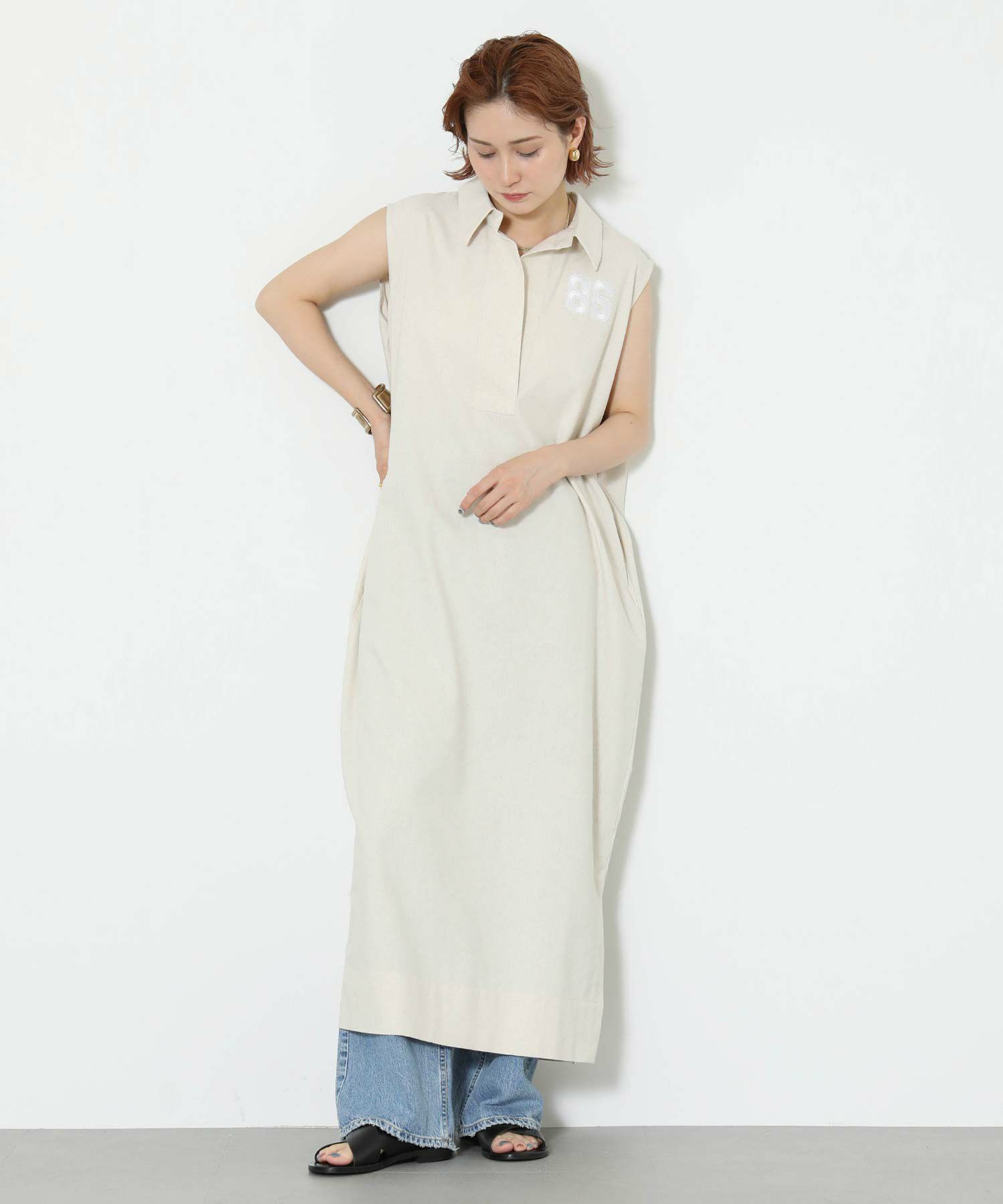 Re Fiina86刺繍リネン混シャツワンピース | SEKIMIKI Online