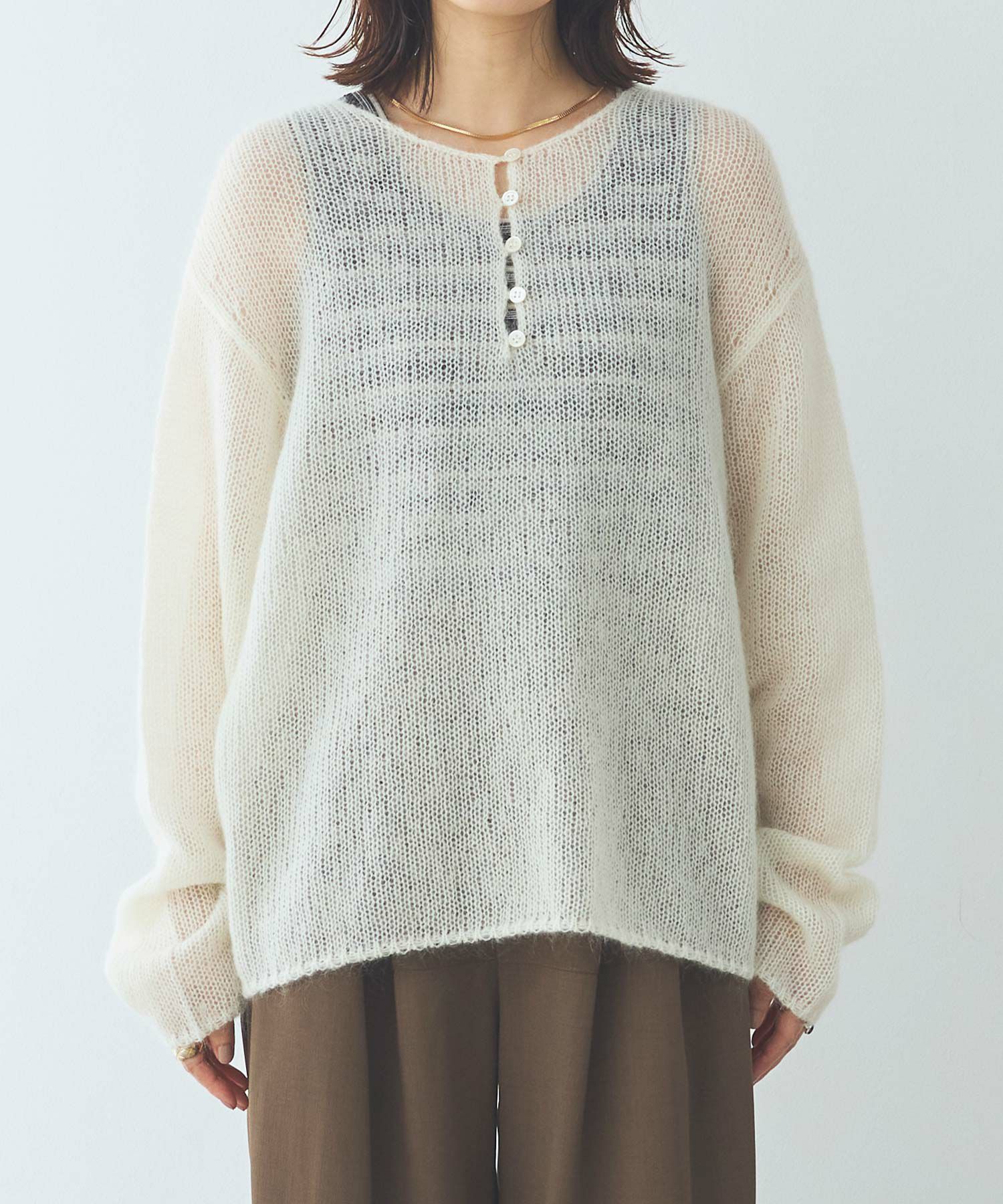 Gready Brilliantモヘア前後2wayヘンリーネックニット | SEKIMIKI