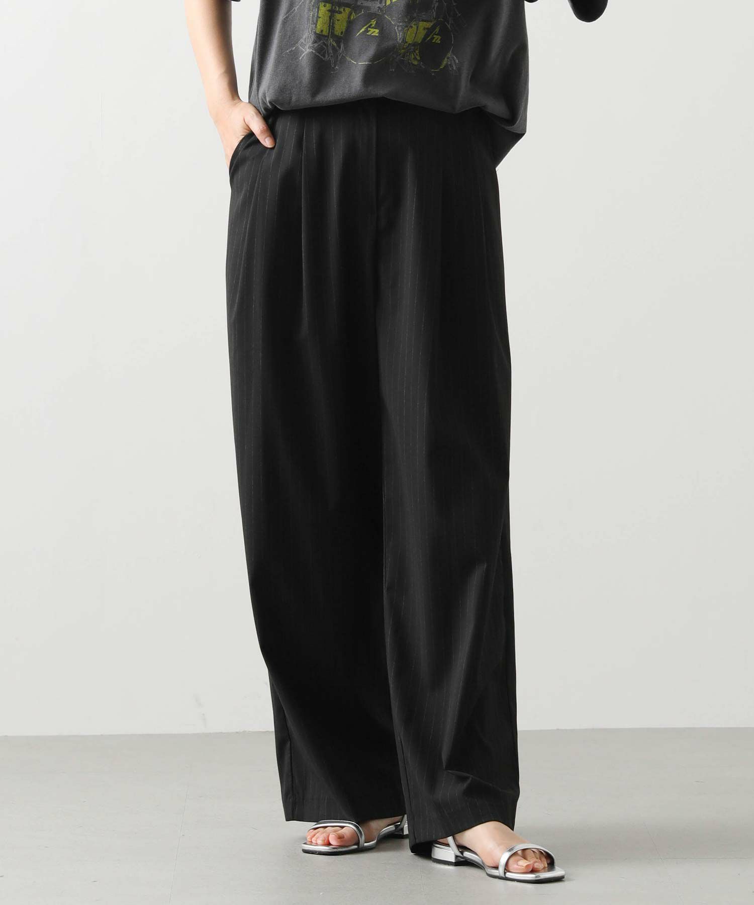 Gready Brilliants.ストライプタックワイドパンツ | SEKIMIKI Online