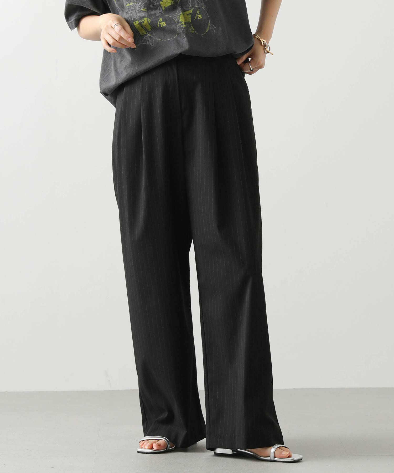 Gready Brilliants.ストライプタックワイドパンツ | SEKIMIKI Online