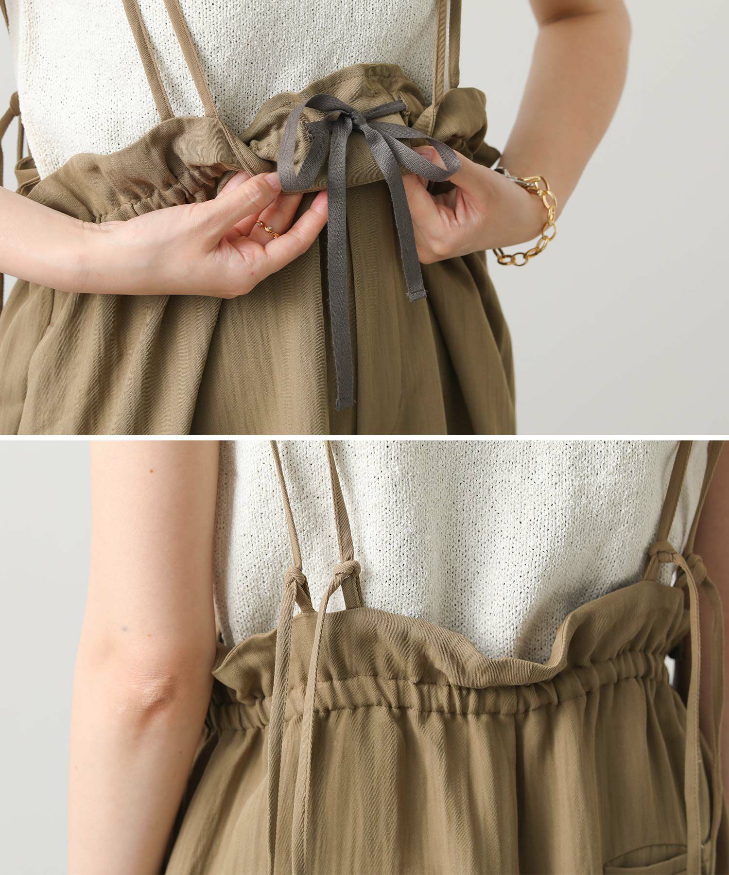 Gready Brilliant 新品　サロペット グレー Gready Brilliant（グレディブリリアン）の「裏起毛バックフリル