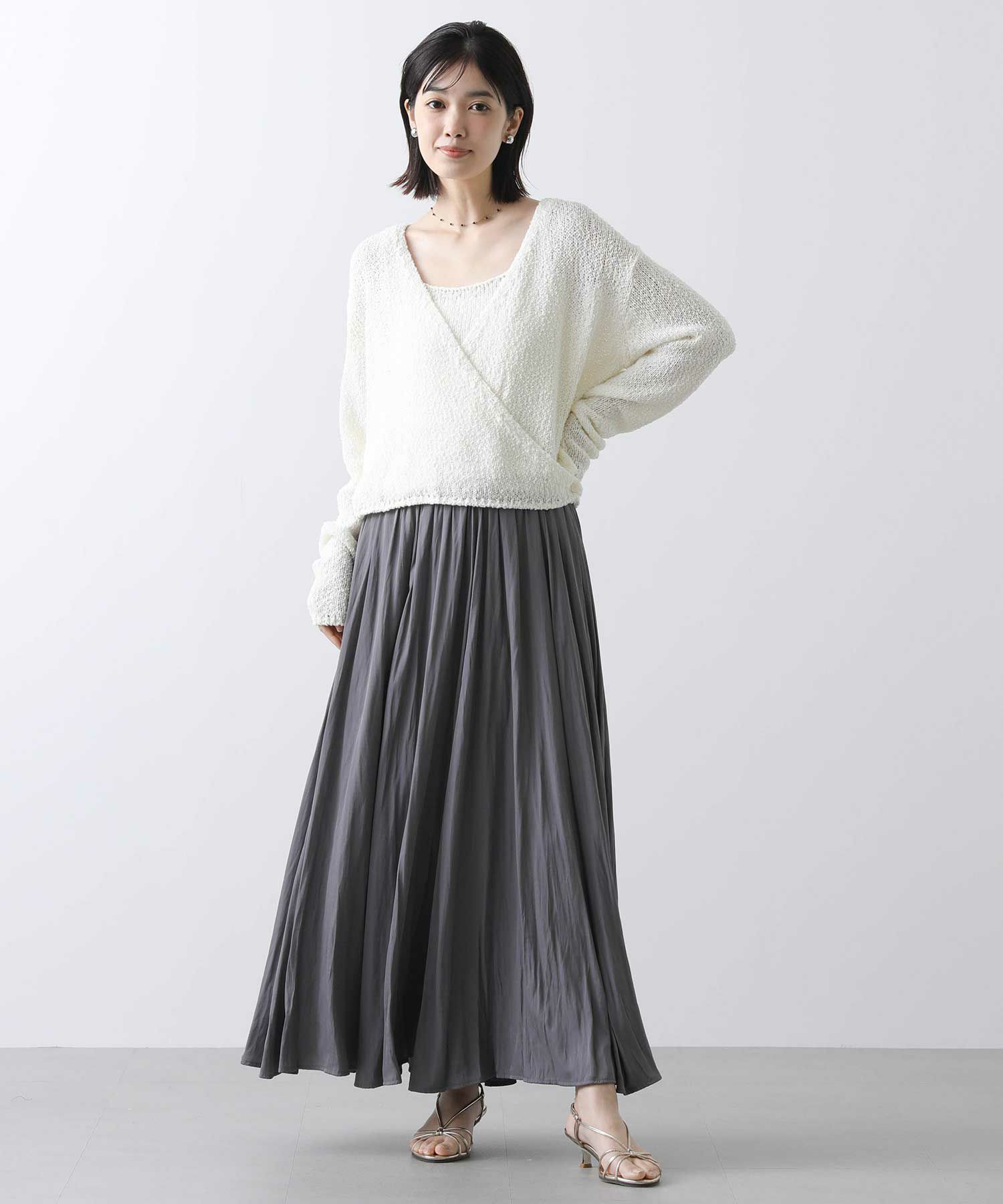Gready Brilliant割繊サテンフレアマキシスカート | SEKIMIKI Online