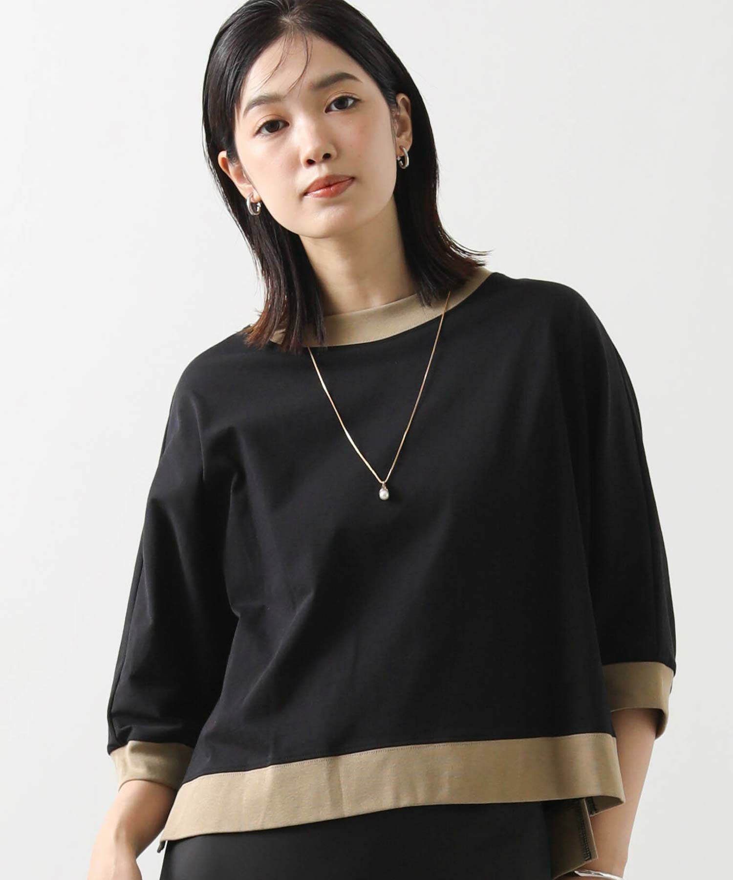 Gready Brilliantバイカラードルマン7分袖プルオーバー | SEKIMIKI Online