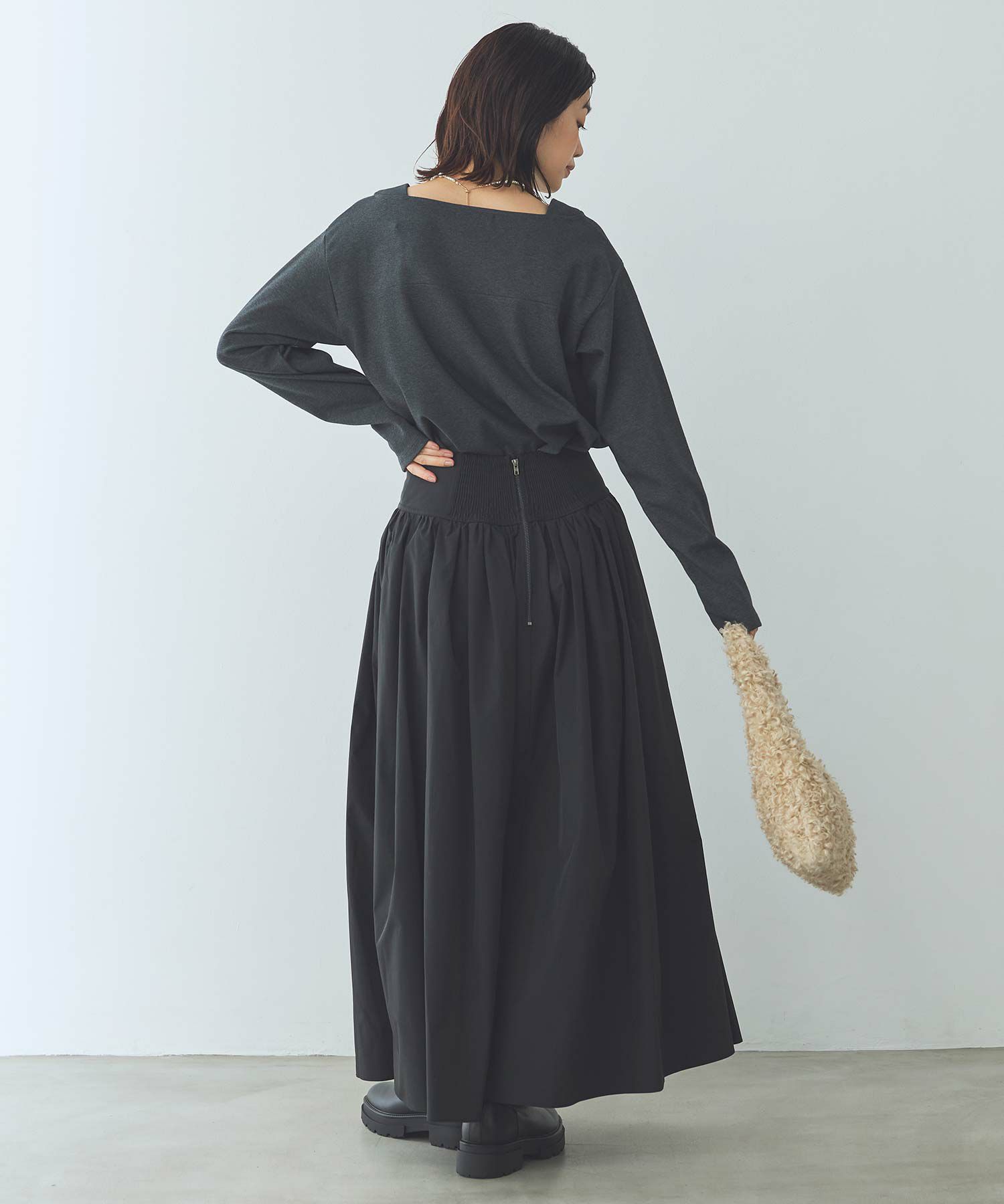 Gready Brilliants.タフタヨークダブルギャザースカート | SEKIMIKI Online