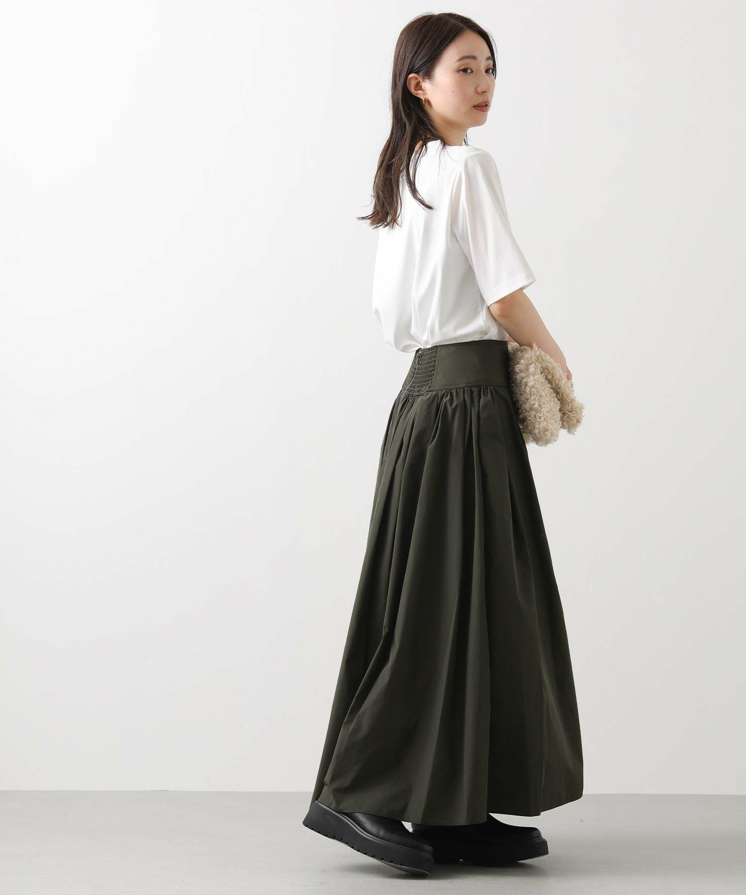 Gready Brilliants.タフタヨークダブルギャザースカート | SEKIMIKI Online