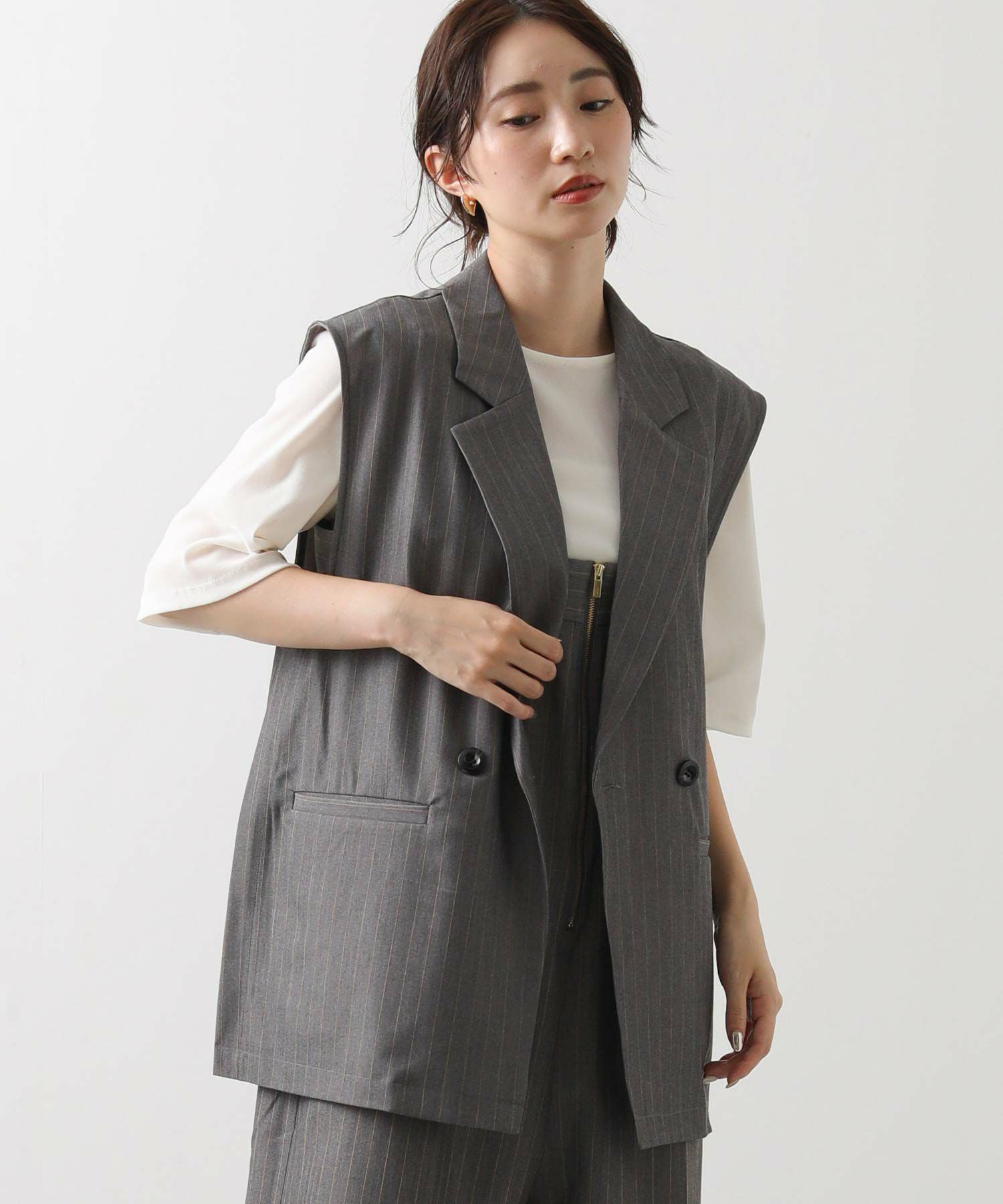 Gready Brilliants.ピンストライプテーラーベスト | SEKIMIKI Online