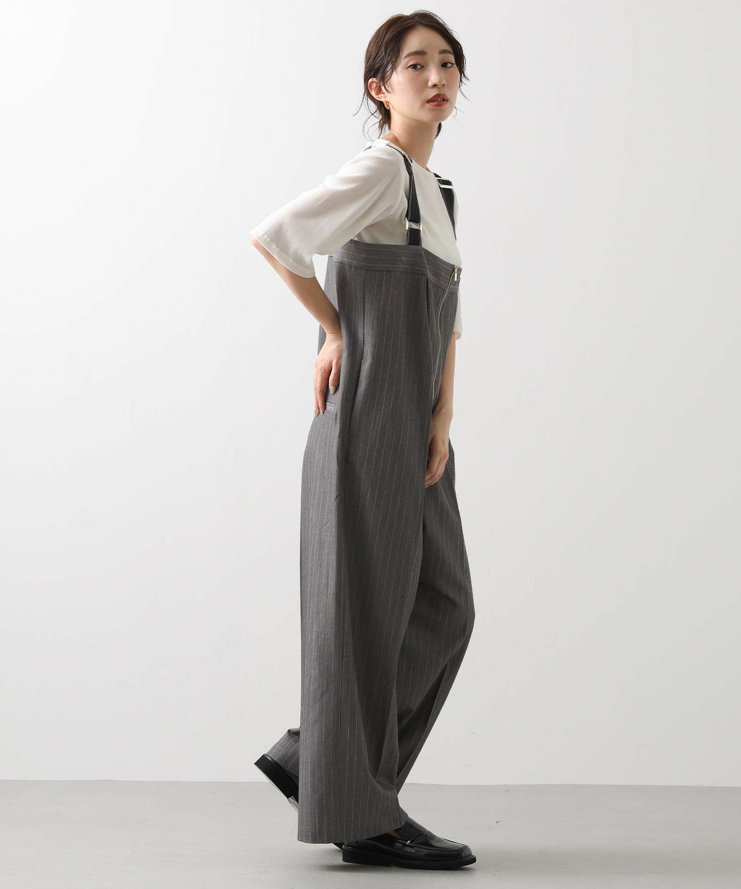 Gready Brilliants.ピンストライプジップサロペ | SEKIMIKI Online