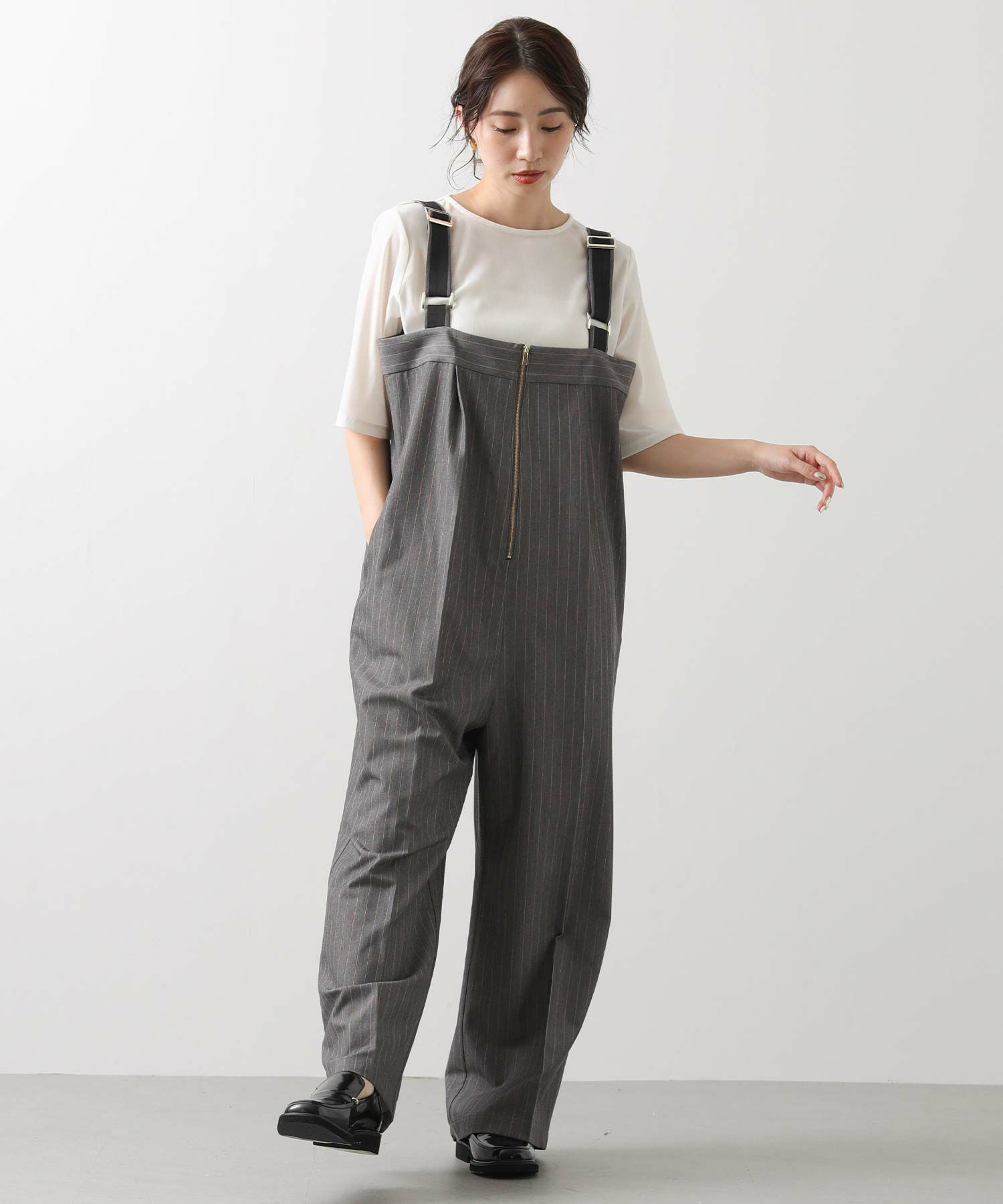 Gready Brilliants.ピンストライプジップサロペ | SEKIMIKI Online