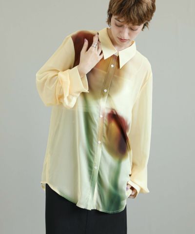 Knuth Marf フラワープリントシアーシャツ (ブルー) / 25SS Knuth Marf - flower print sheer shirt / フラワープリント