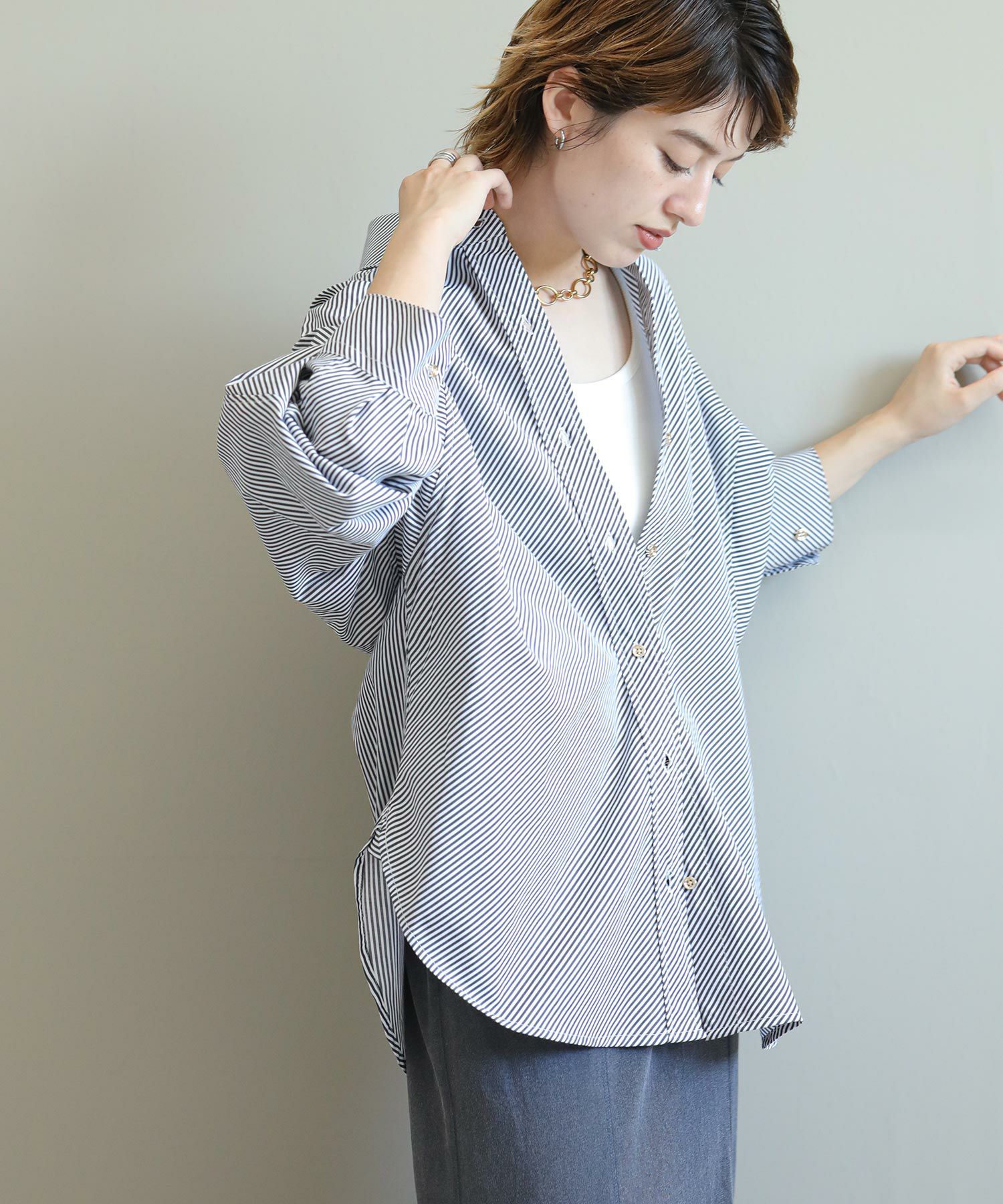 The rejoiceバイアスストライプシャツ | SEKIMIKI Online