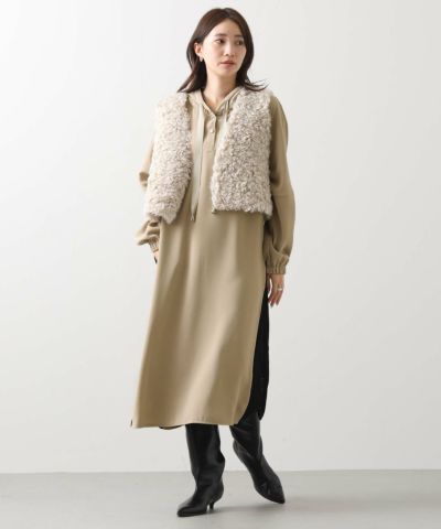 Gready Brilliant<br>【WEB限定アイテム】<br>《ベージュのみ9月下旬お届け》<br>フード付き配色ワンピース