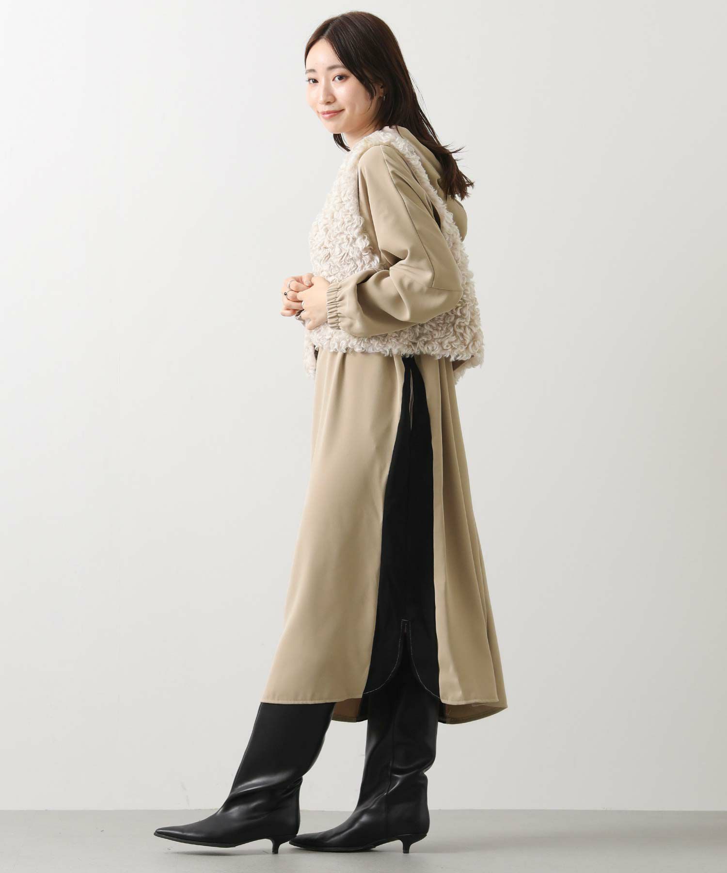 Gready Brilliant【WEB限定アイテム】s.フード付き配色ワンピース