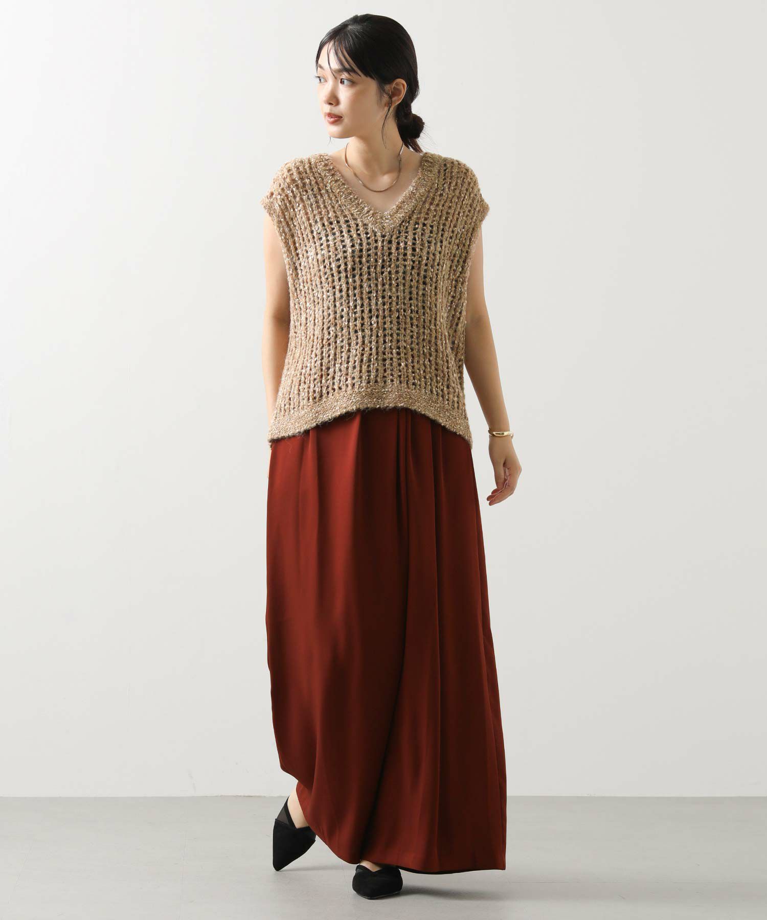 Gready Brilliants.モヘア混ラメVネックニットベスト | SEKIMIKI Online