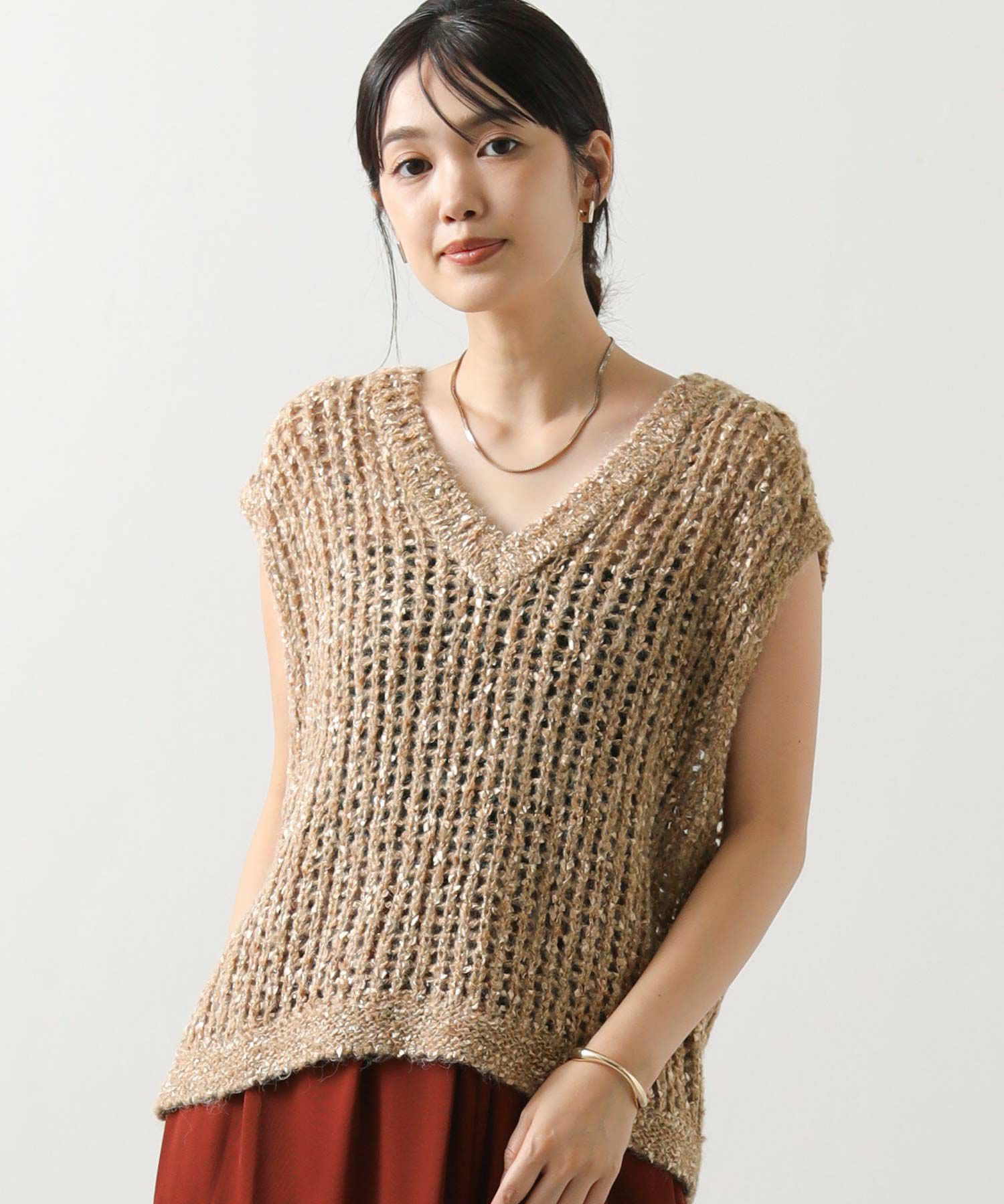 Gready Brilliants.モヘア混ラメVネックニットベスト | SEKIMIKI Online