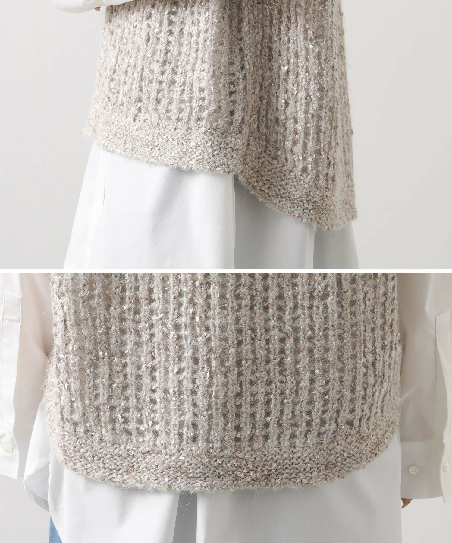 Gready Brilliants.モヘア混ラメVネックニットベスト | SEKIMIKI Online